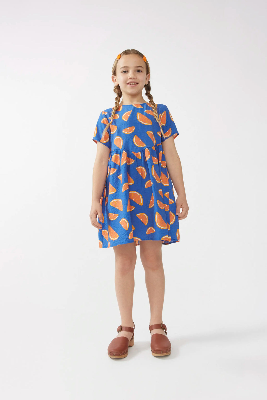 Vestido corto de niña estampado pomelos