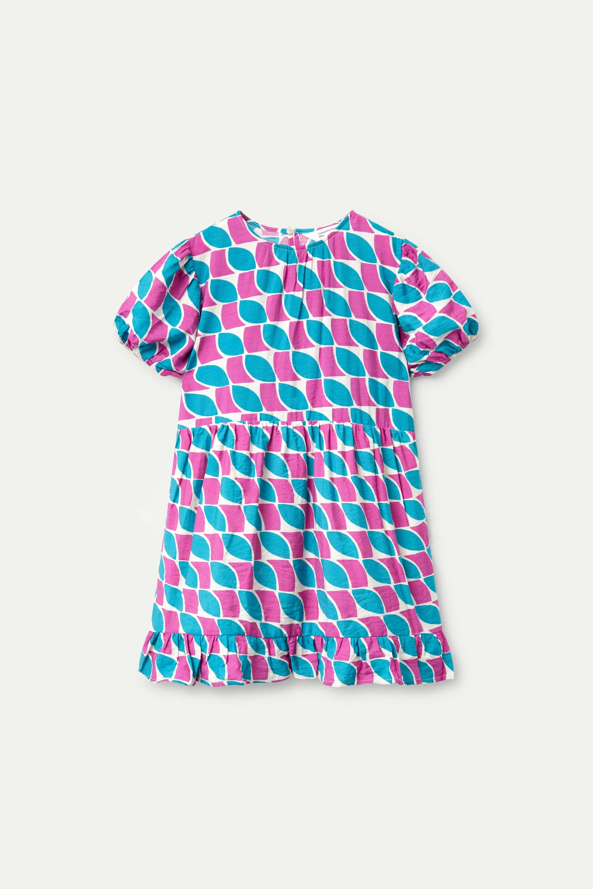 Vestido corto de niña estampado plumas
