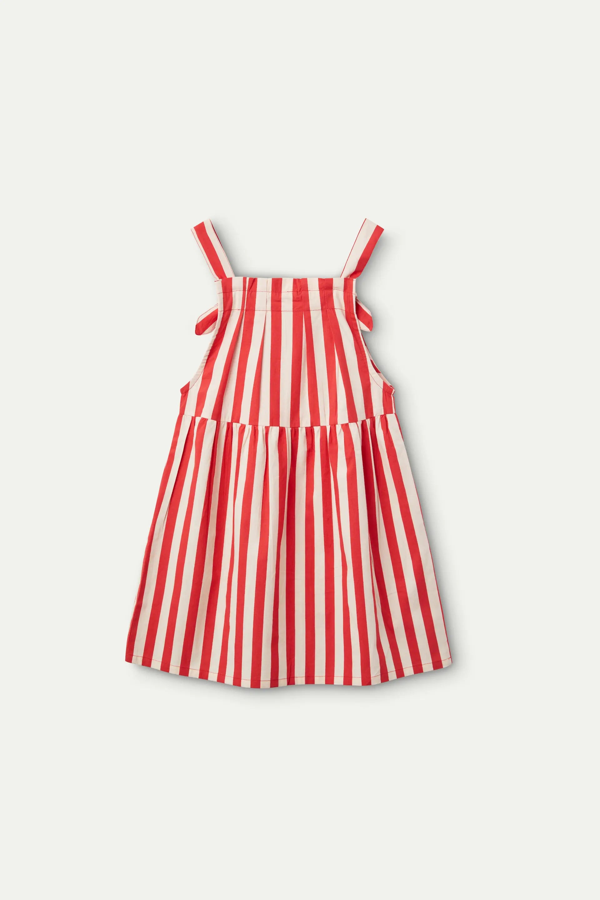 Vestido corto de niña tirantes rayas rojas