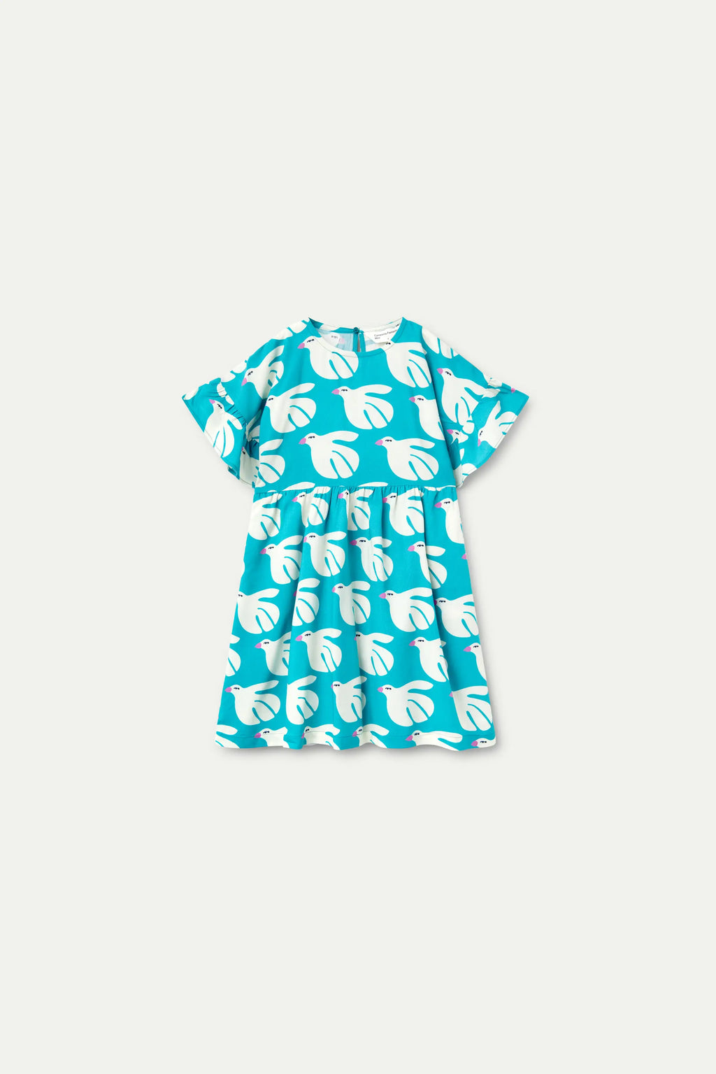Vestido corto de niña en rayón LENZINGâ„?ECOVEROâ„?estampado Dove