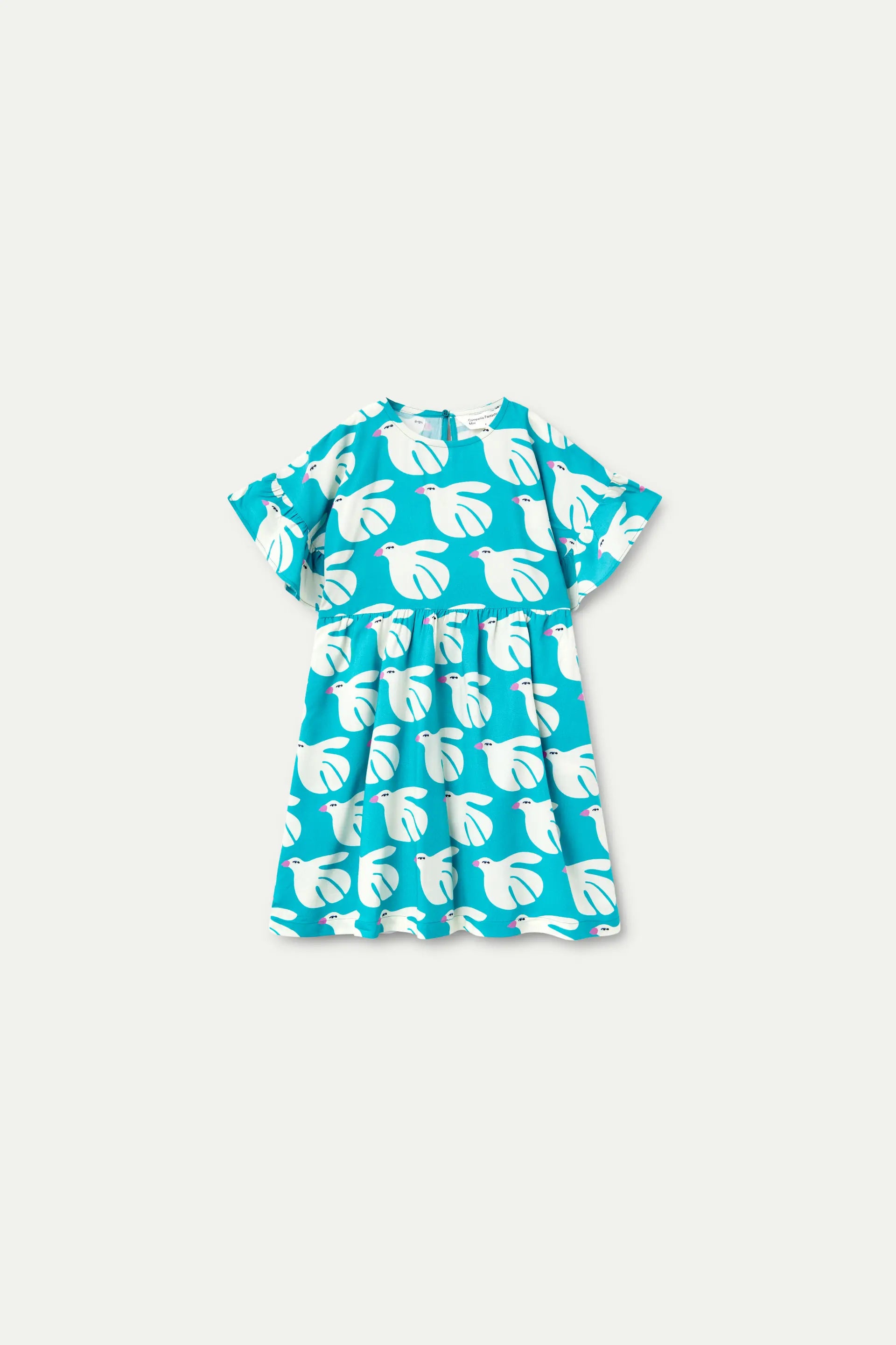 Vestido corto de niña en rayón LENZINGâ„?ECOVEROâ„?estampado Dove