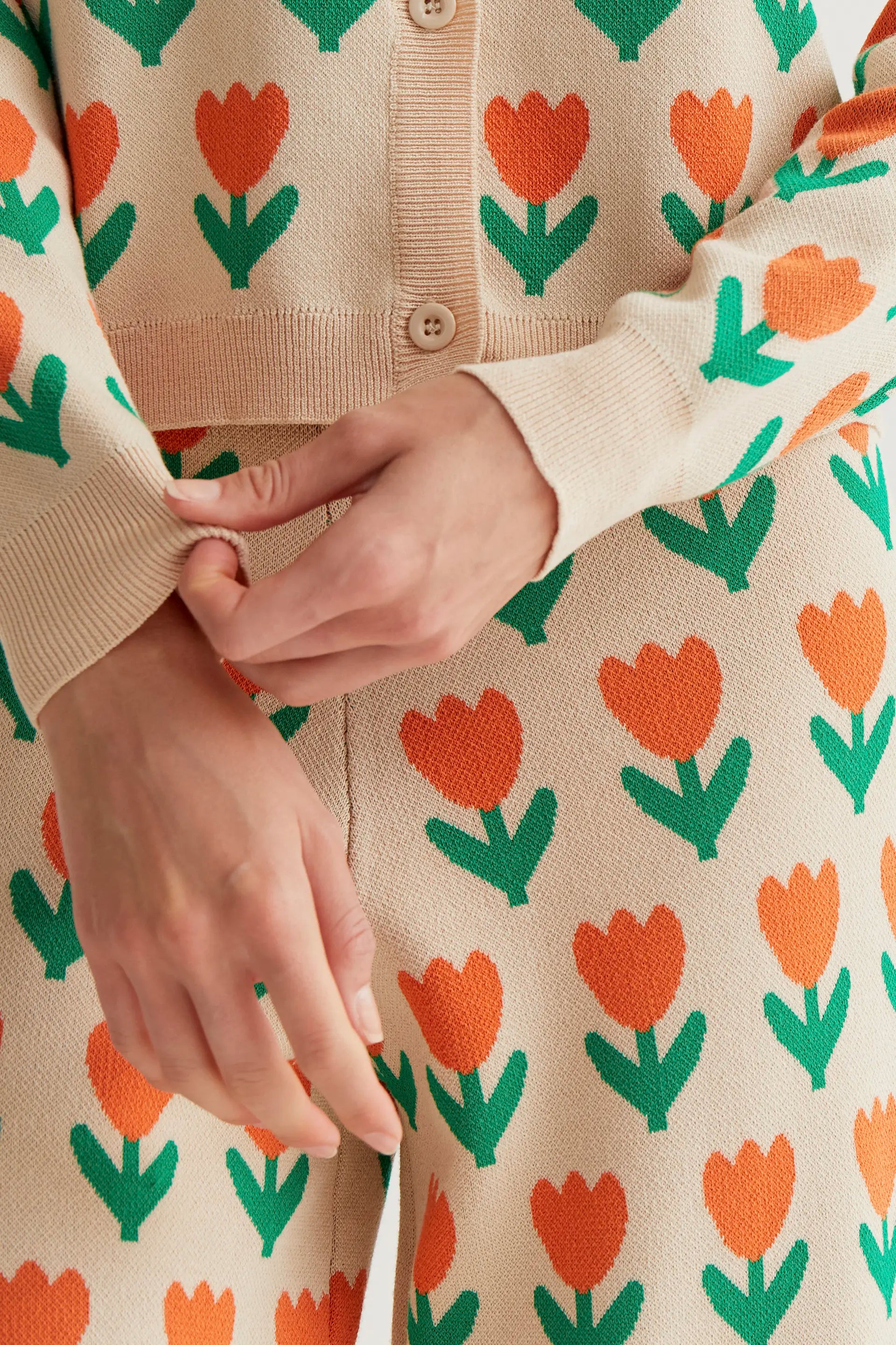 Pantalón punto con estampado Orange Tulip