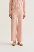 Pantalón punto con estampado rombos rosa