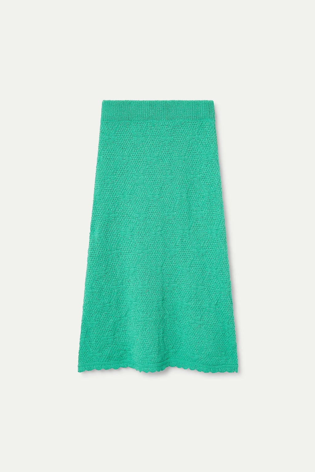 Falda midi con bordado encadenado verde