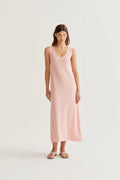 Vestido largo de punto rosa