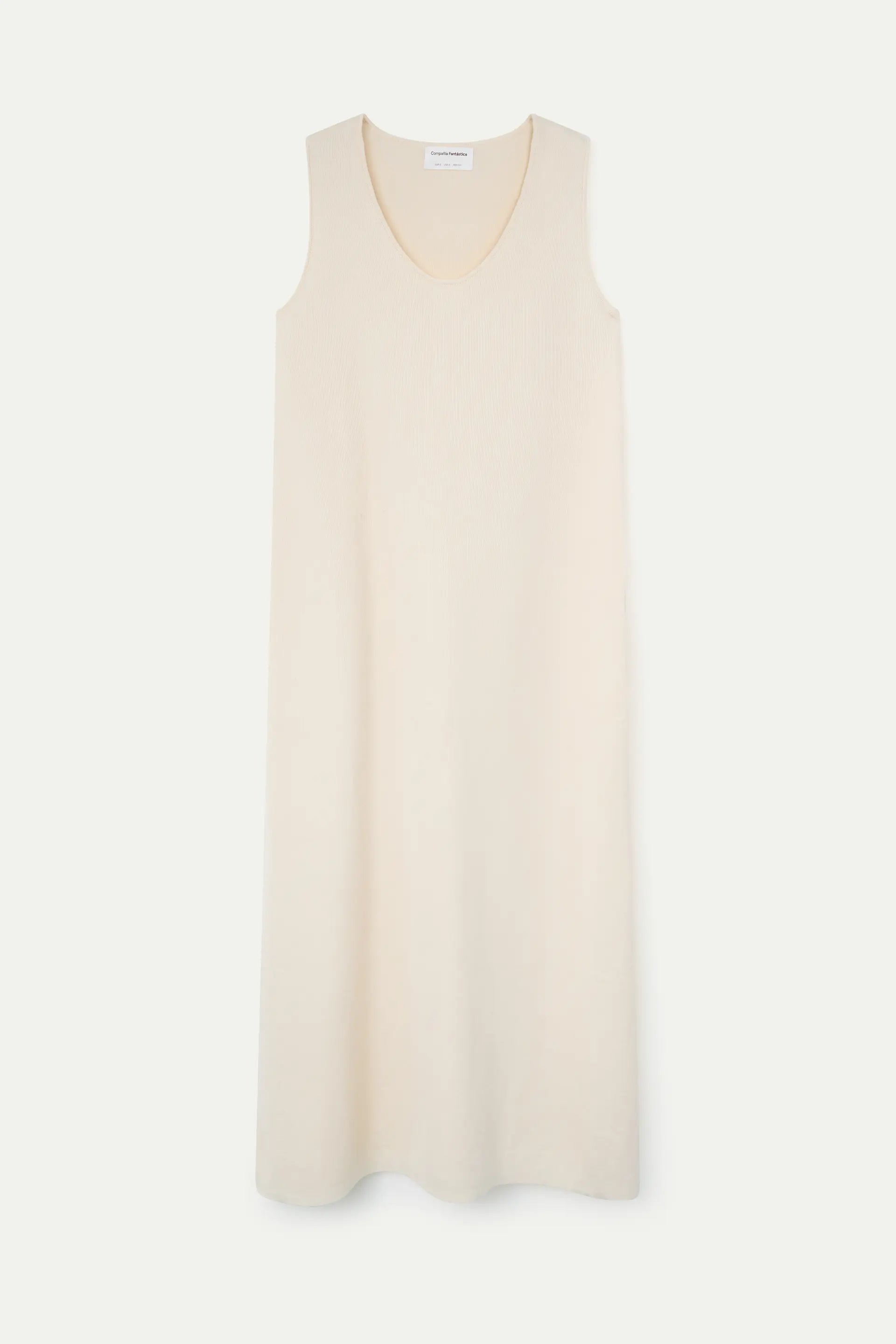Vestido largo de punto blanco roto