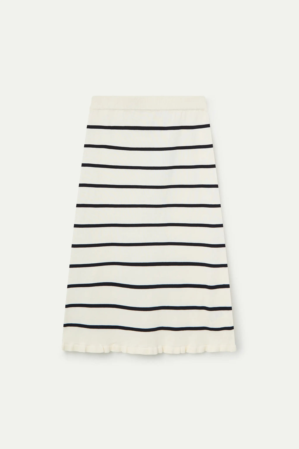 Falda midi  de punto con estampado de rayas blanco y negro