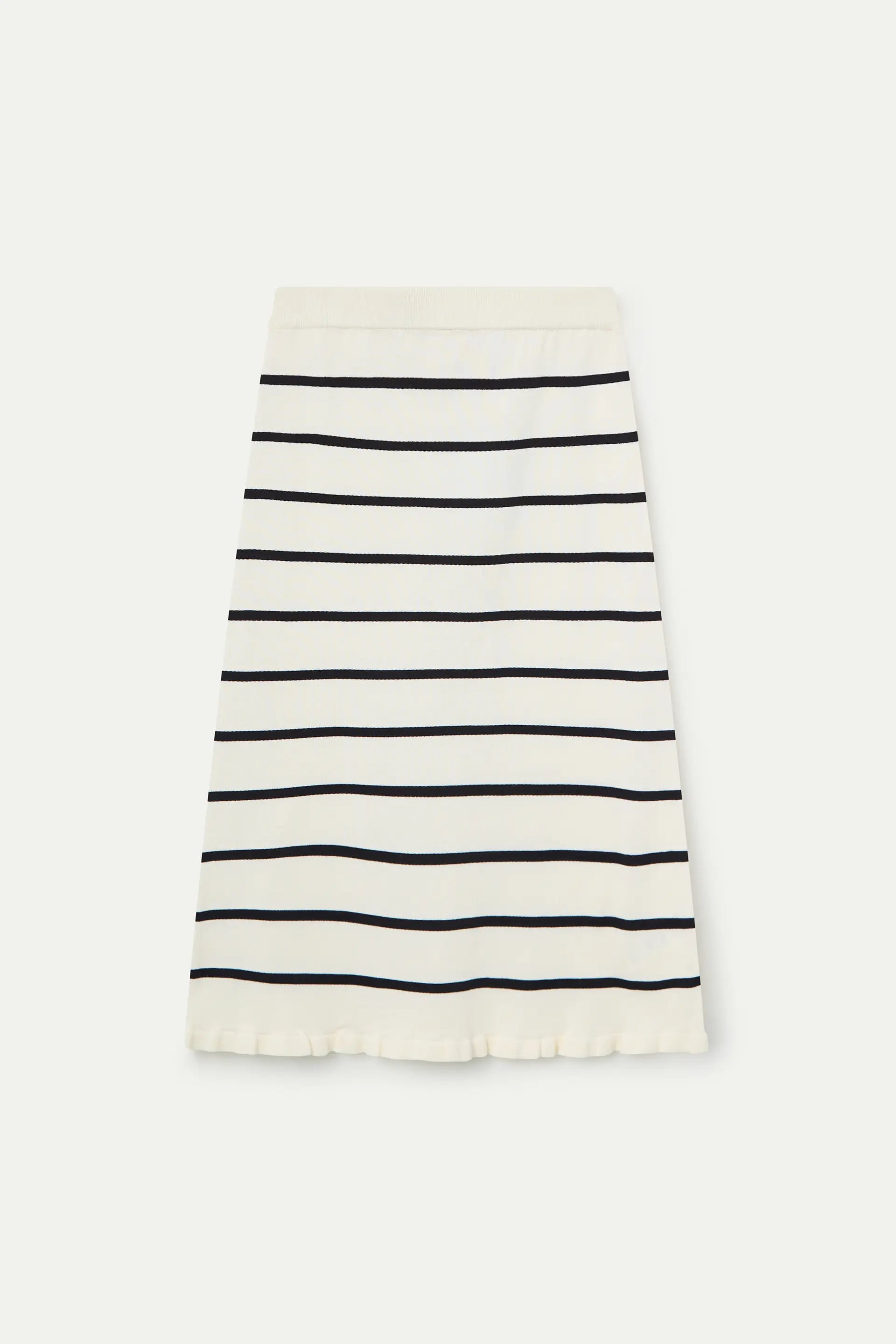 Falda midi  de punto con estampado de rayas blanco y negro