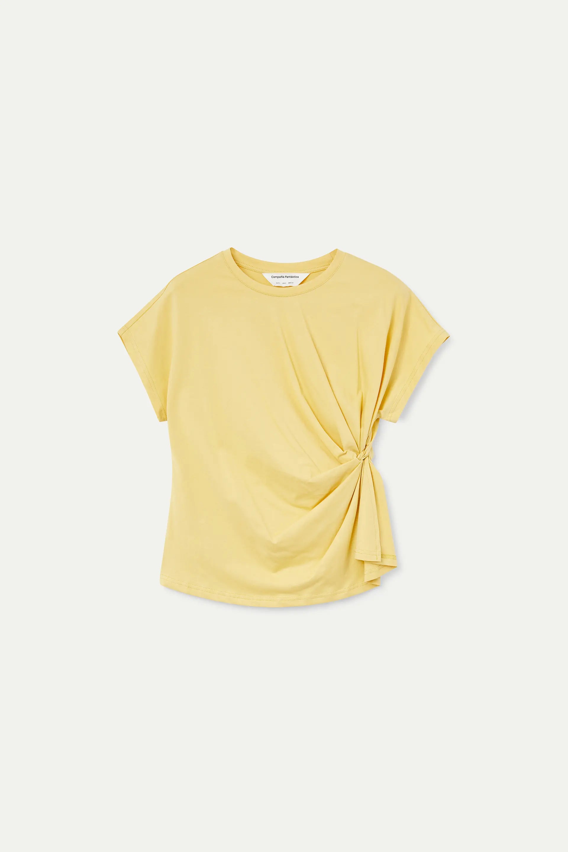 Camisa amarillo claro 100% algod¨®n con detalle drapeado