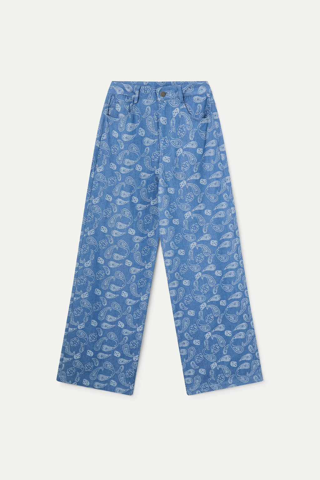 Pantalón vaquero azul con estampado Paisley