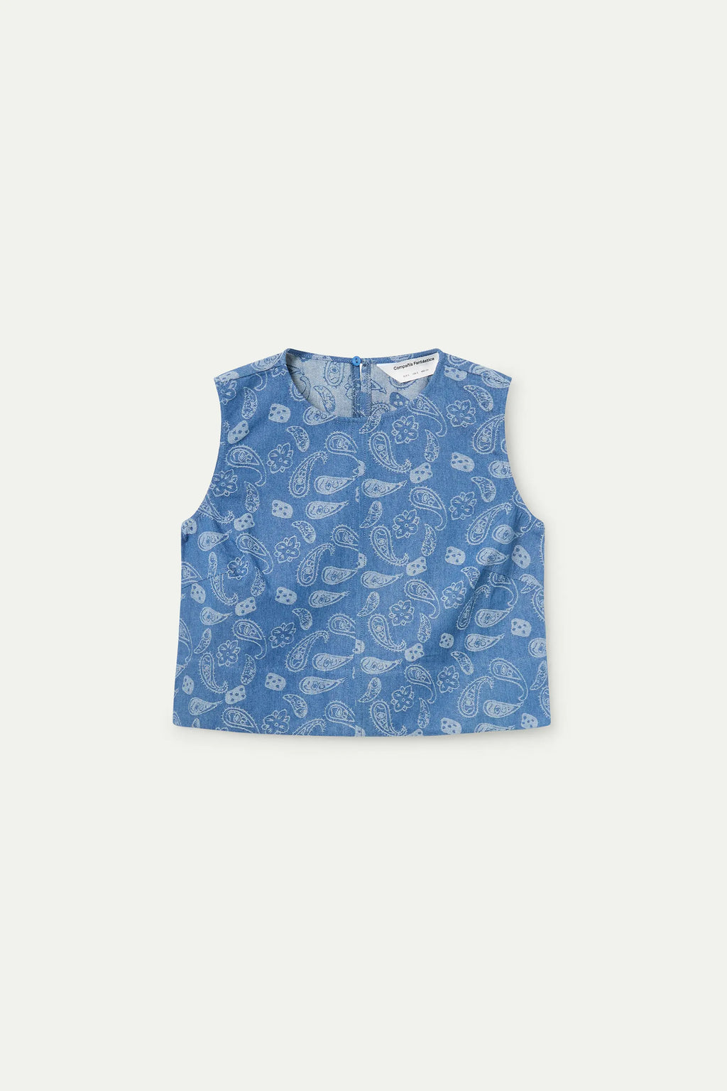 Top vaquero azul con estampado Paisley
