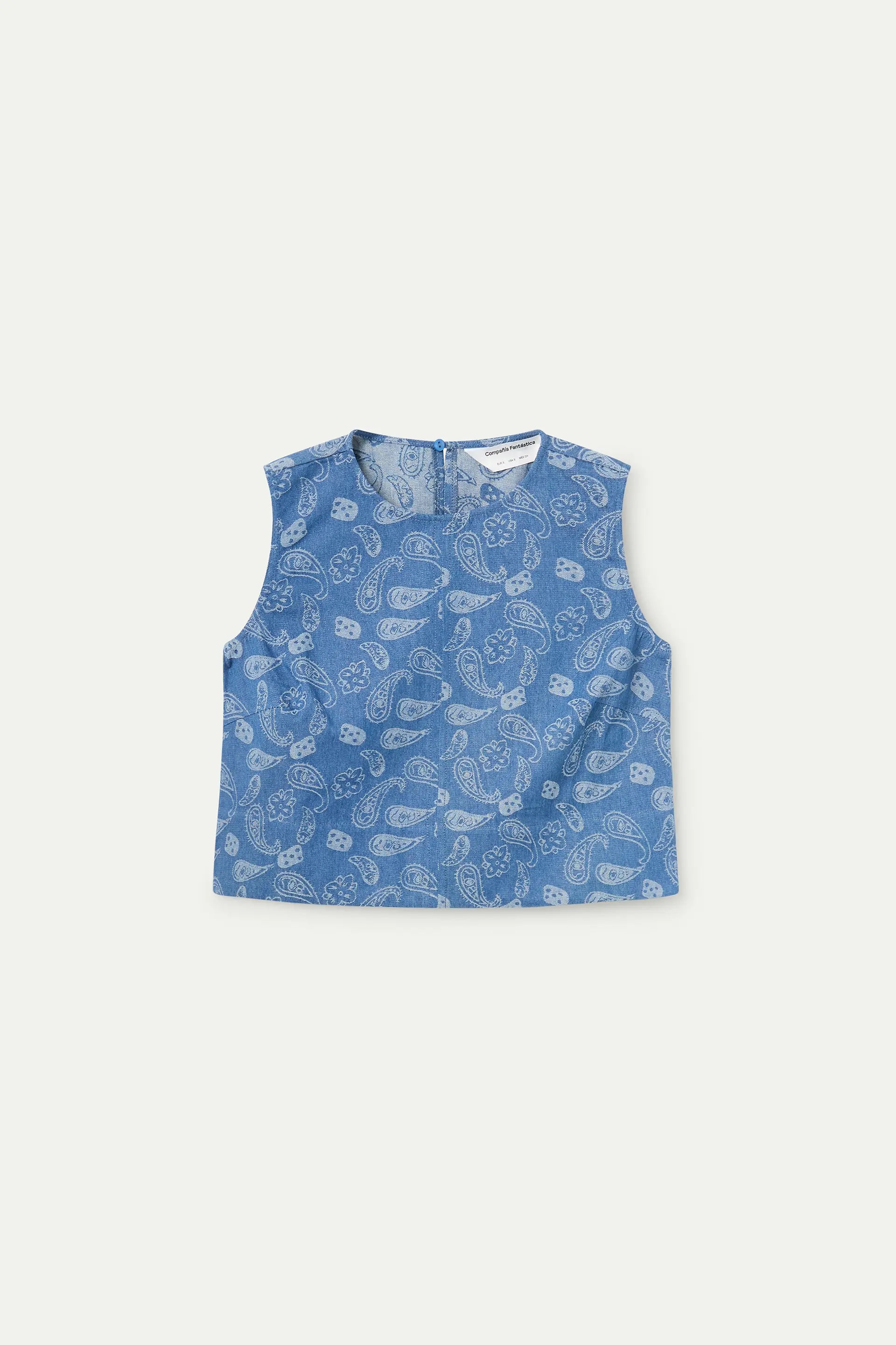 Top vaquero azul con estampado Paisley
