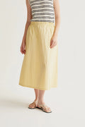 Falda midi amarillo claro