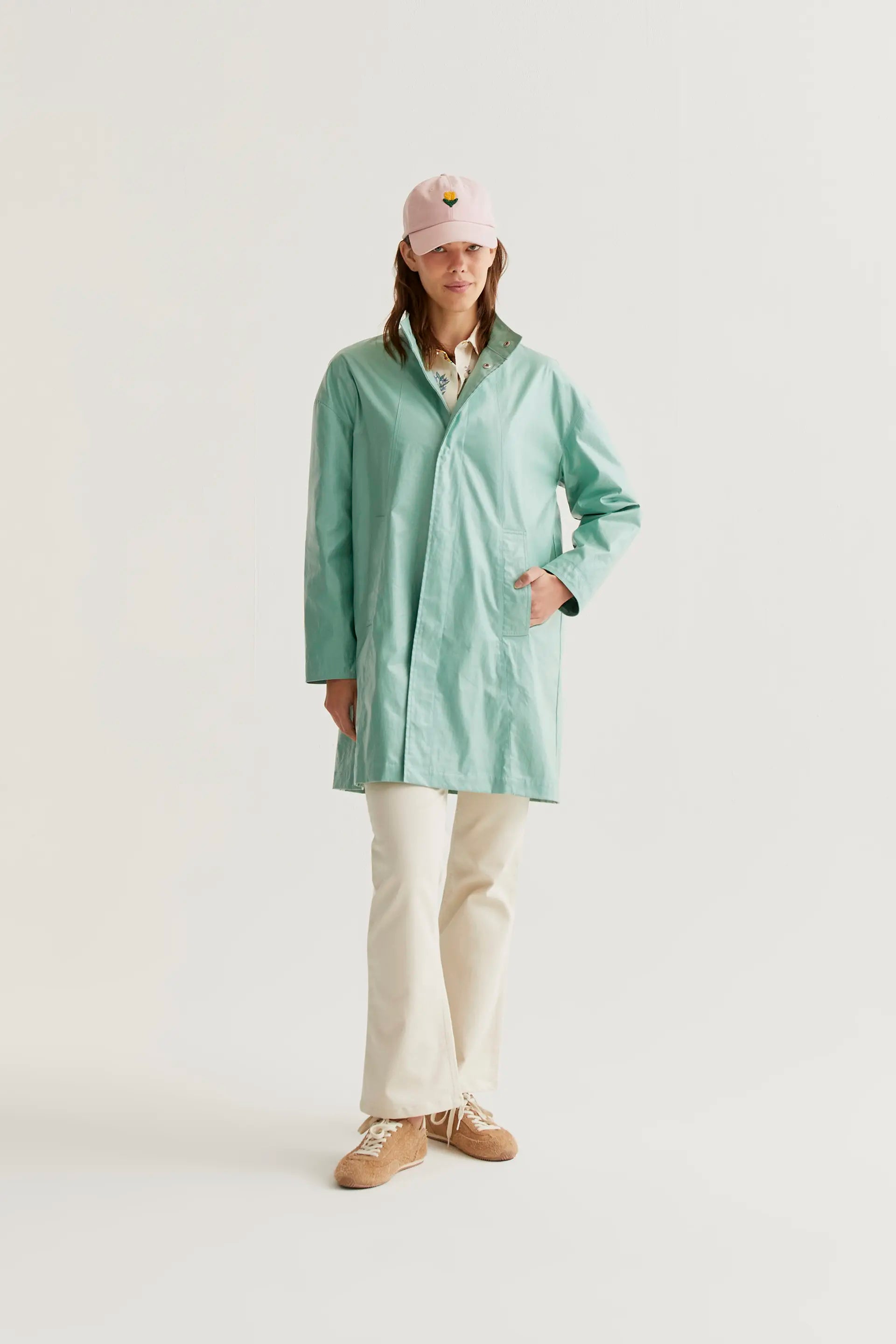 Gabardina 100% algodón verde