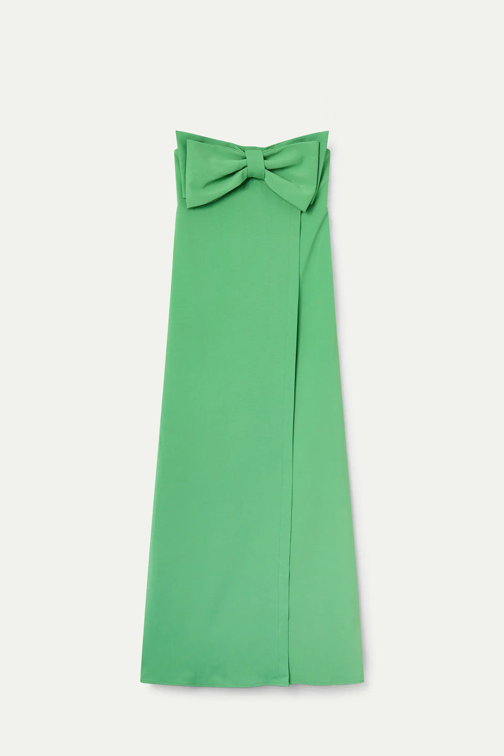 Vestido largo verde con detalle lazado