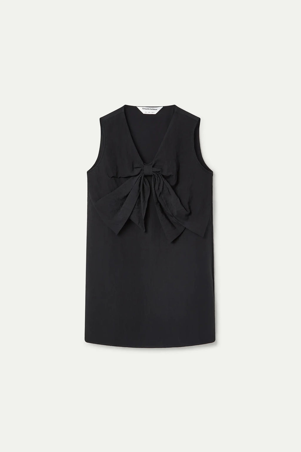 Vestido corto negro con detalle lazado