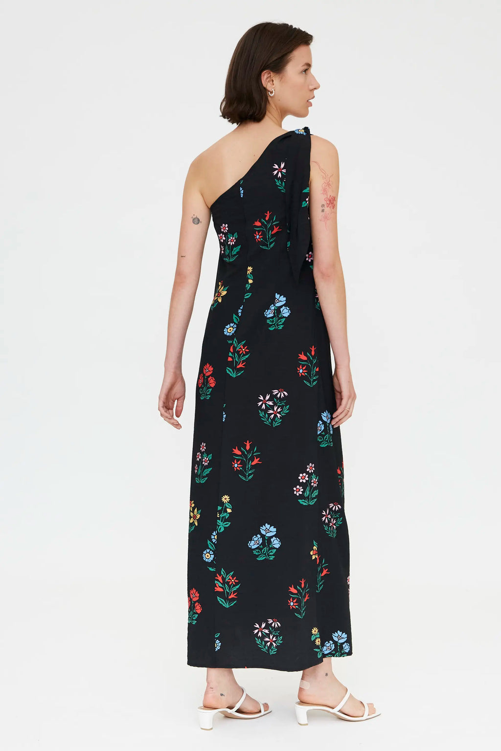 Vestido largo asim¨¦trico con estampado Multicolor Gardener