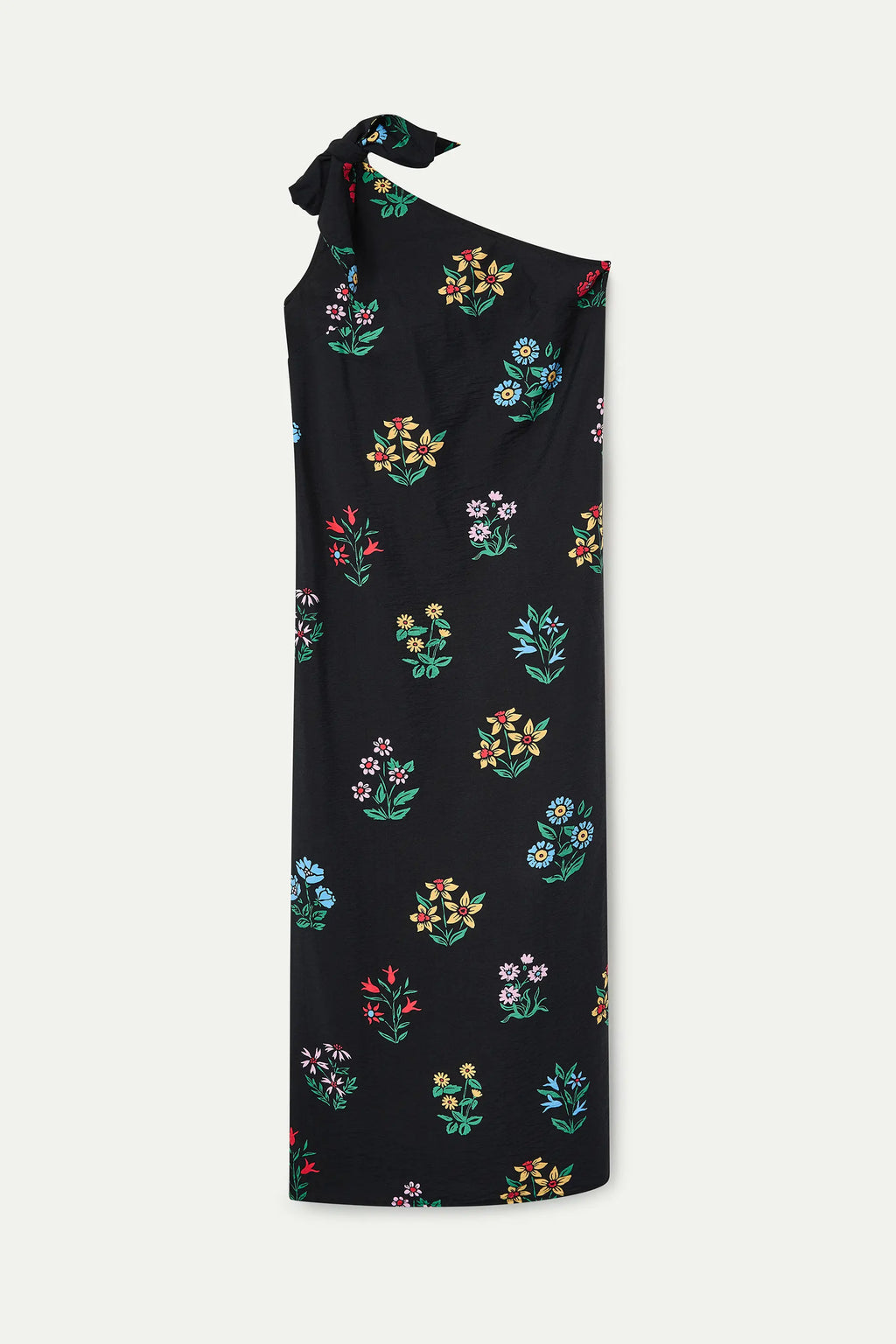 Vestido largo asim¨¦trico con estampado Multicolor Gardener