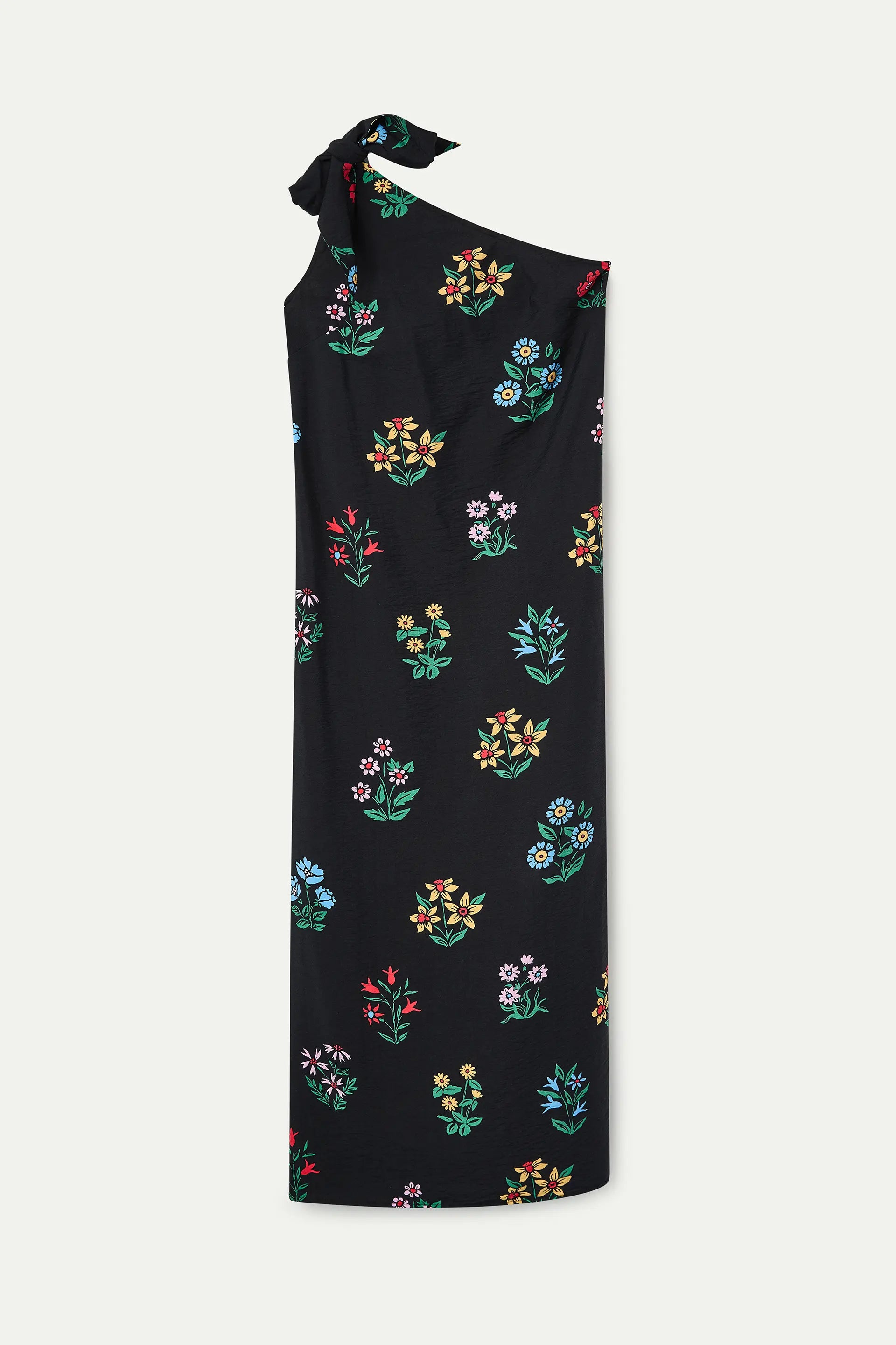 Vestido largo asim¨¦trico con estampado Multicolor Gardener