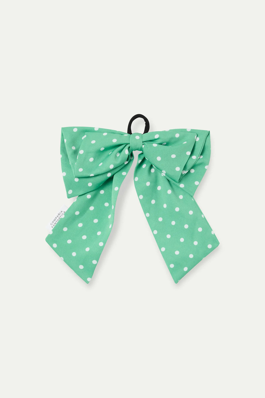 Coletero lazo verde con estampado de puntos mini blanco