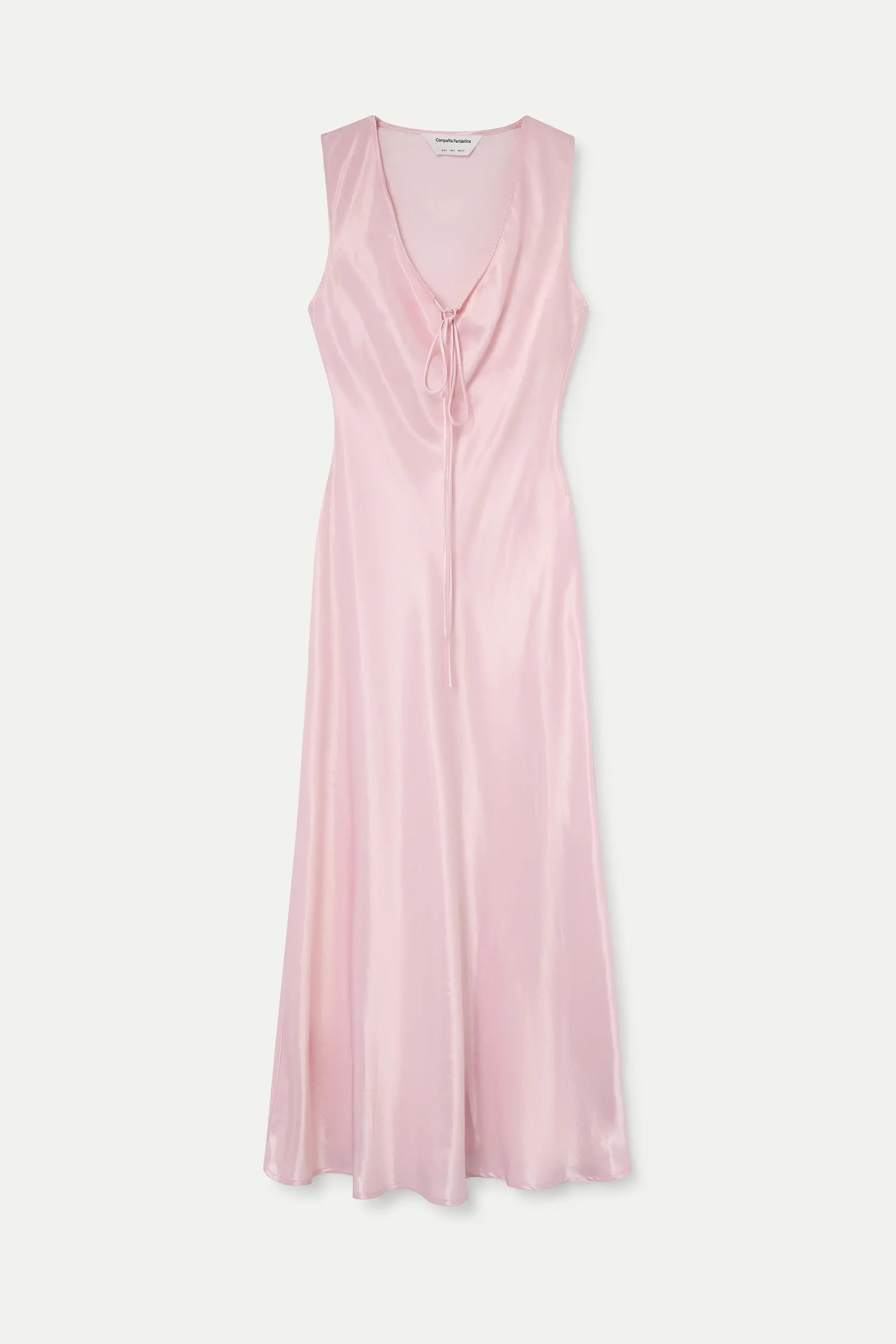 Vestido largo rosa satinado