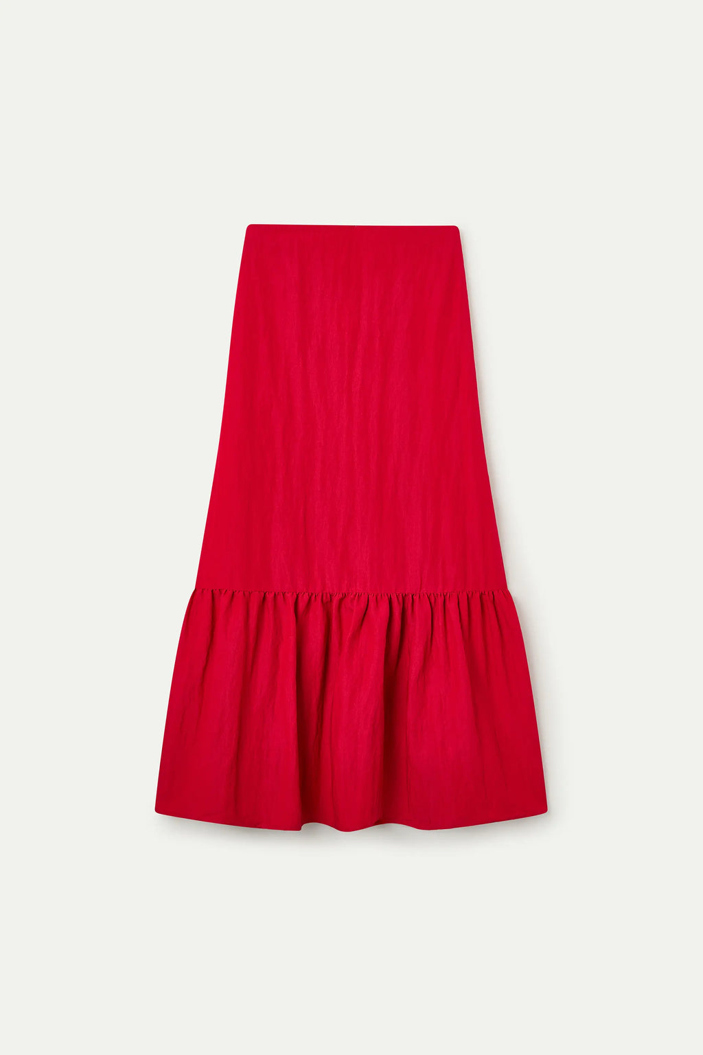 Falda larga roja con volantes