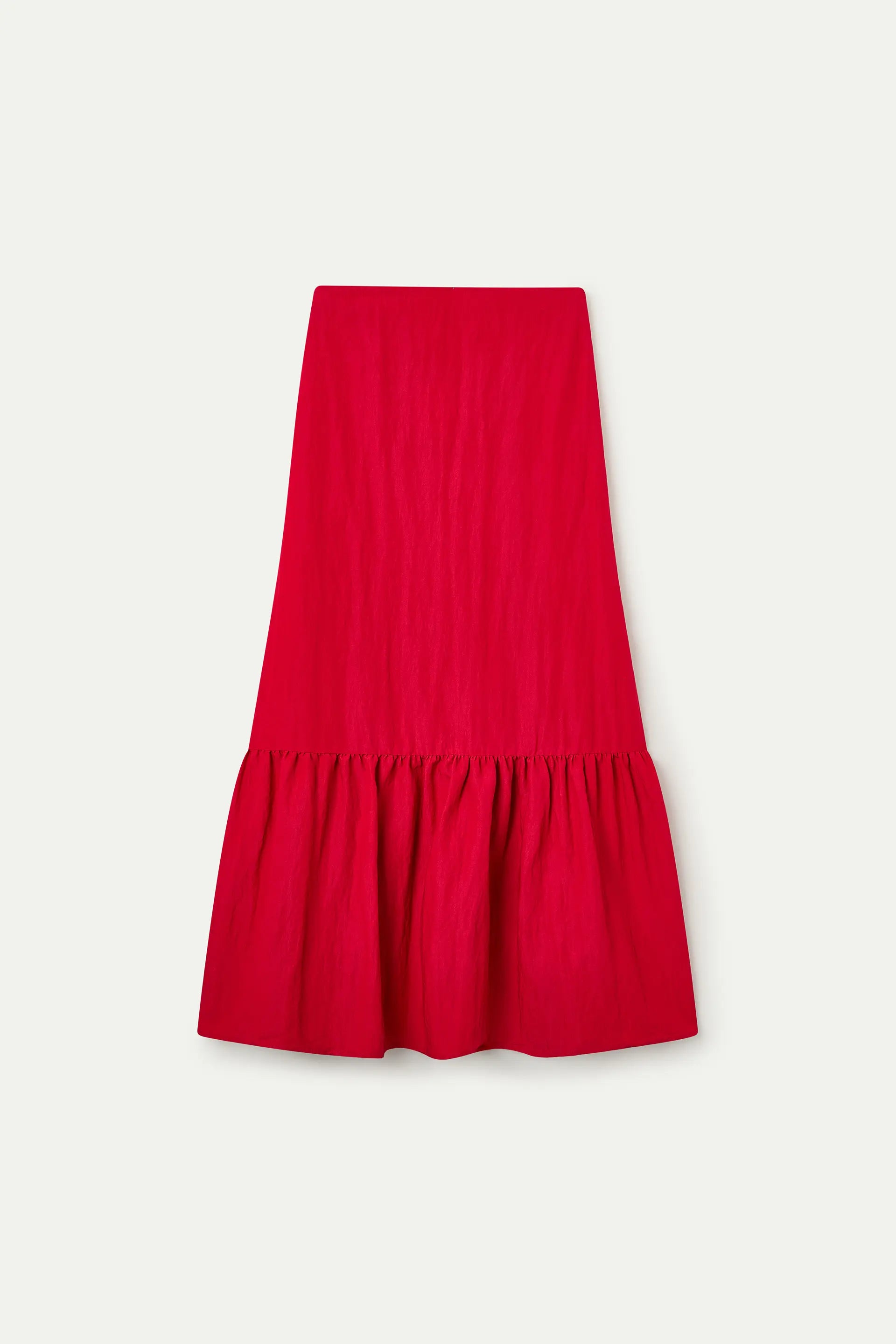 Falda larga roja con volantes