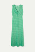 Vestido largo con estampado mini dots verde
