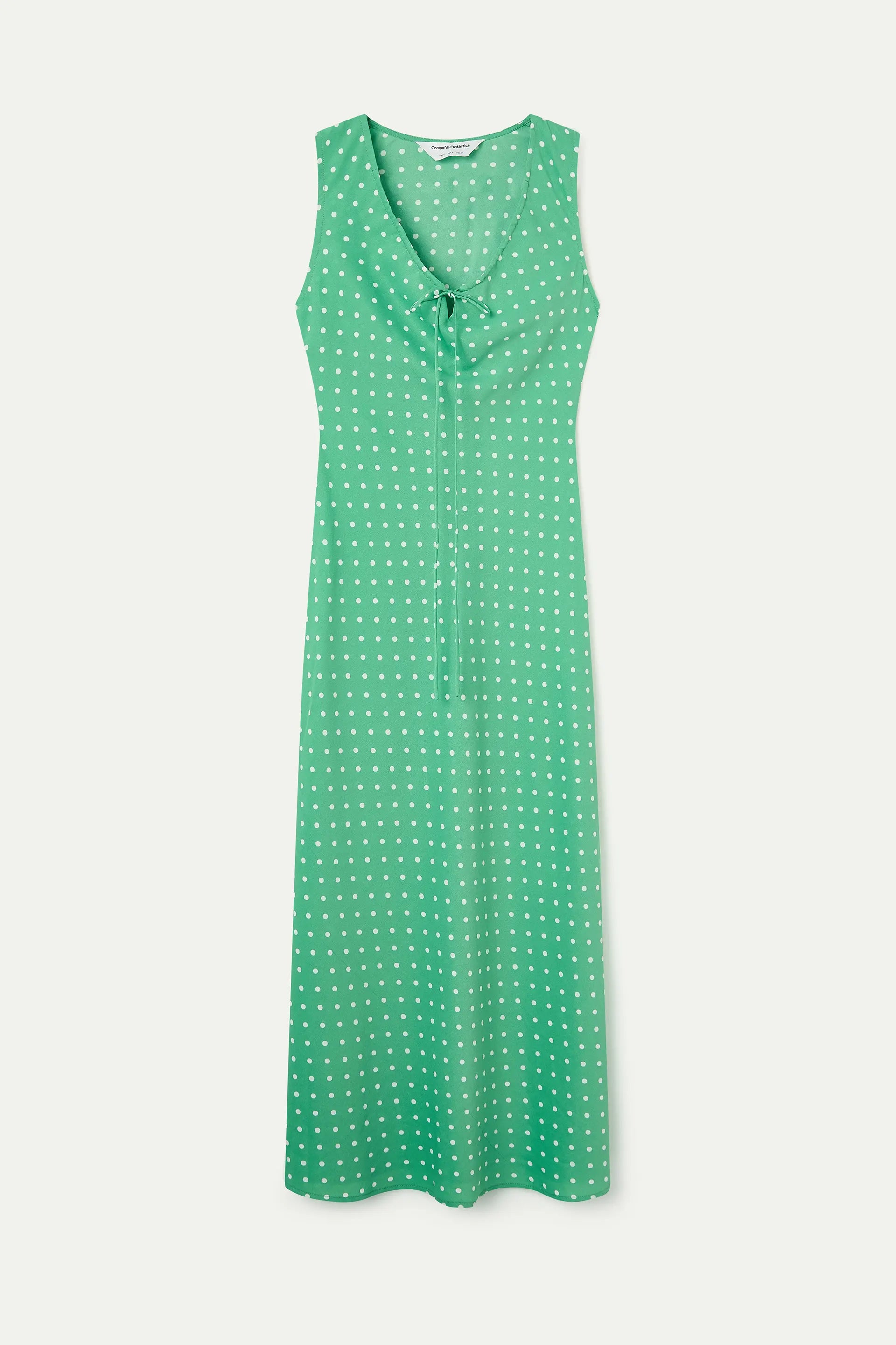 Vestido largo con estampado mini dots verde
