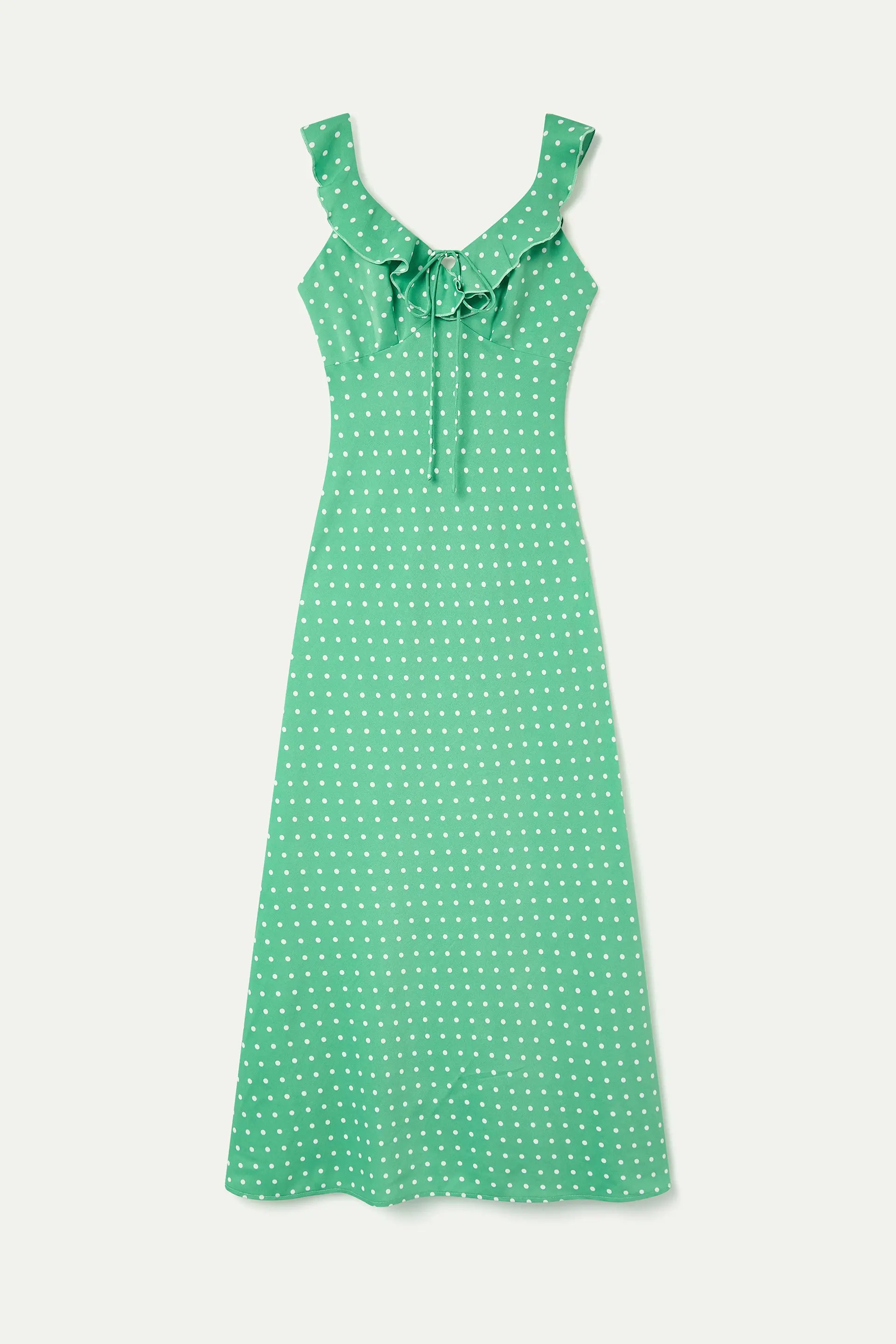Vestido largo con estampado mini dots verde