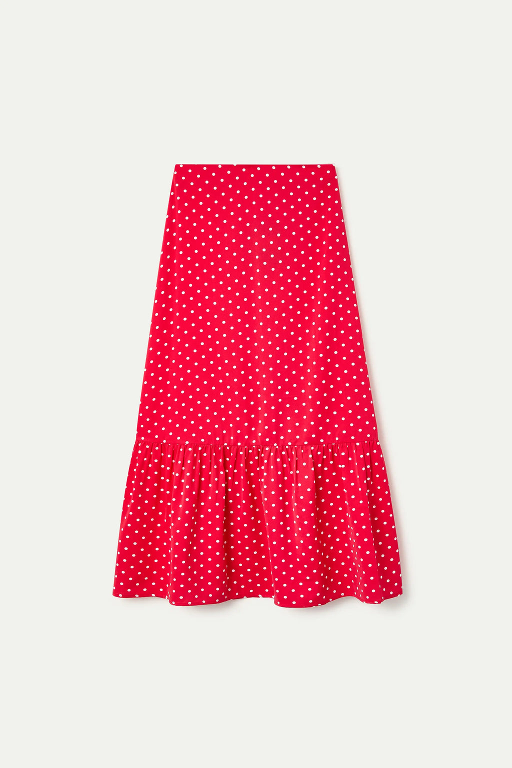 Falda larga con estampado mini dots rojo
