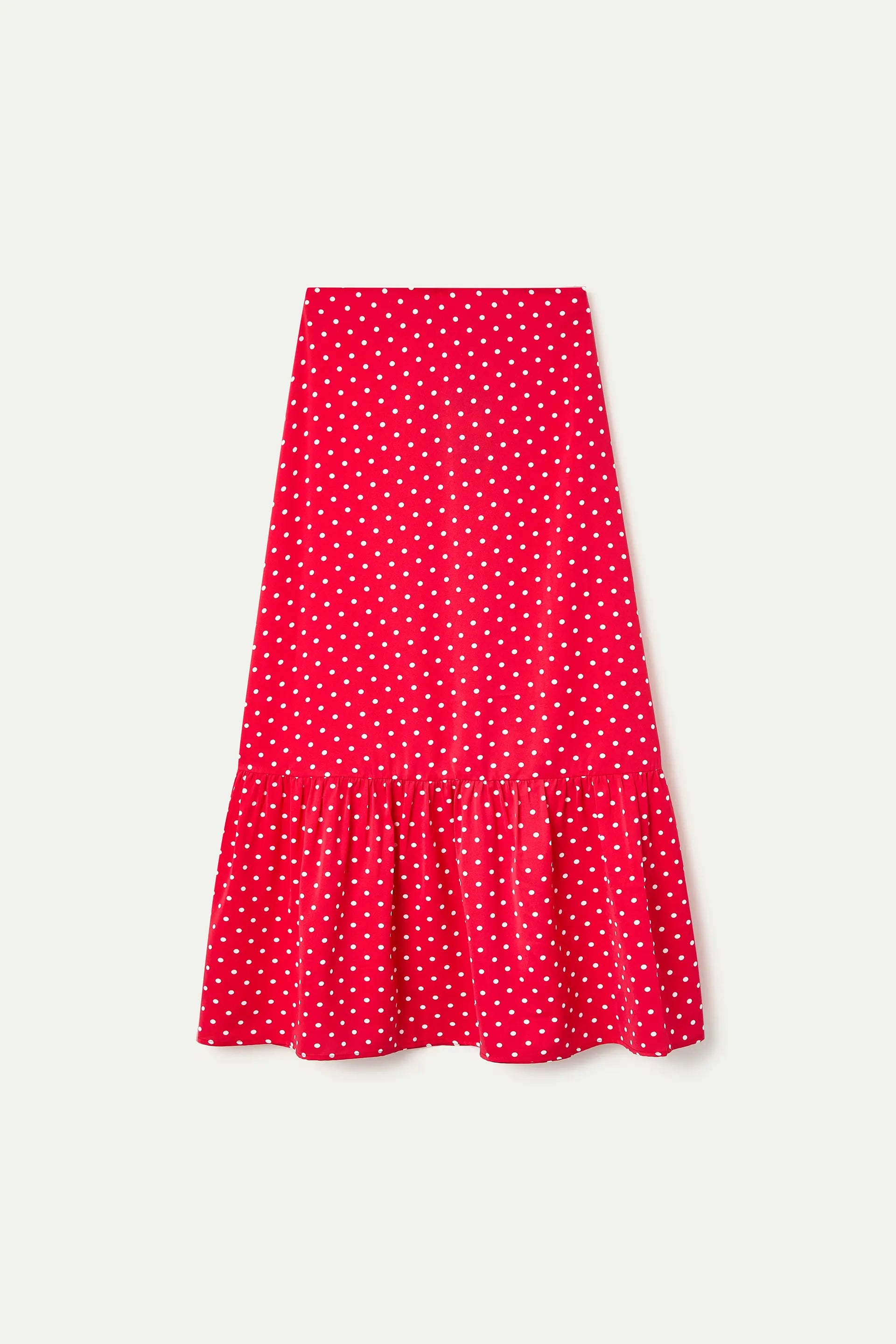 Falda larga con estampado mini dots rojo