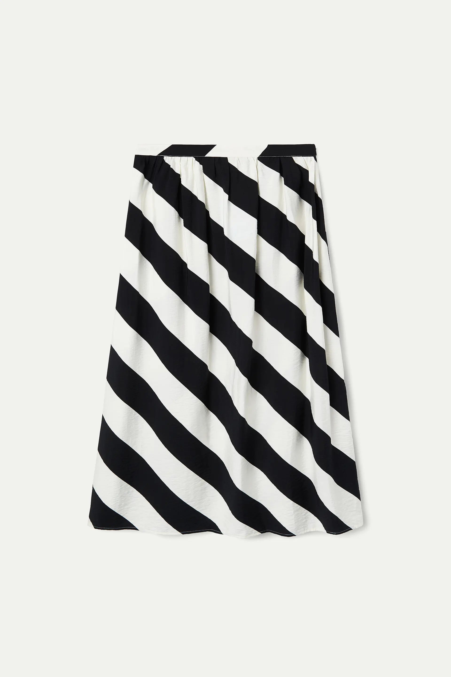 Falda larga con estampado de rayas diagonales negro y blanco