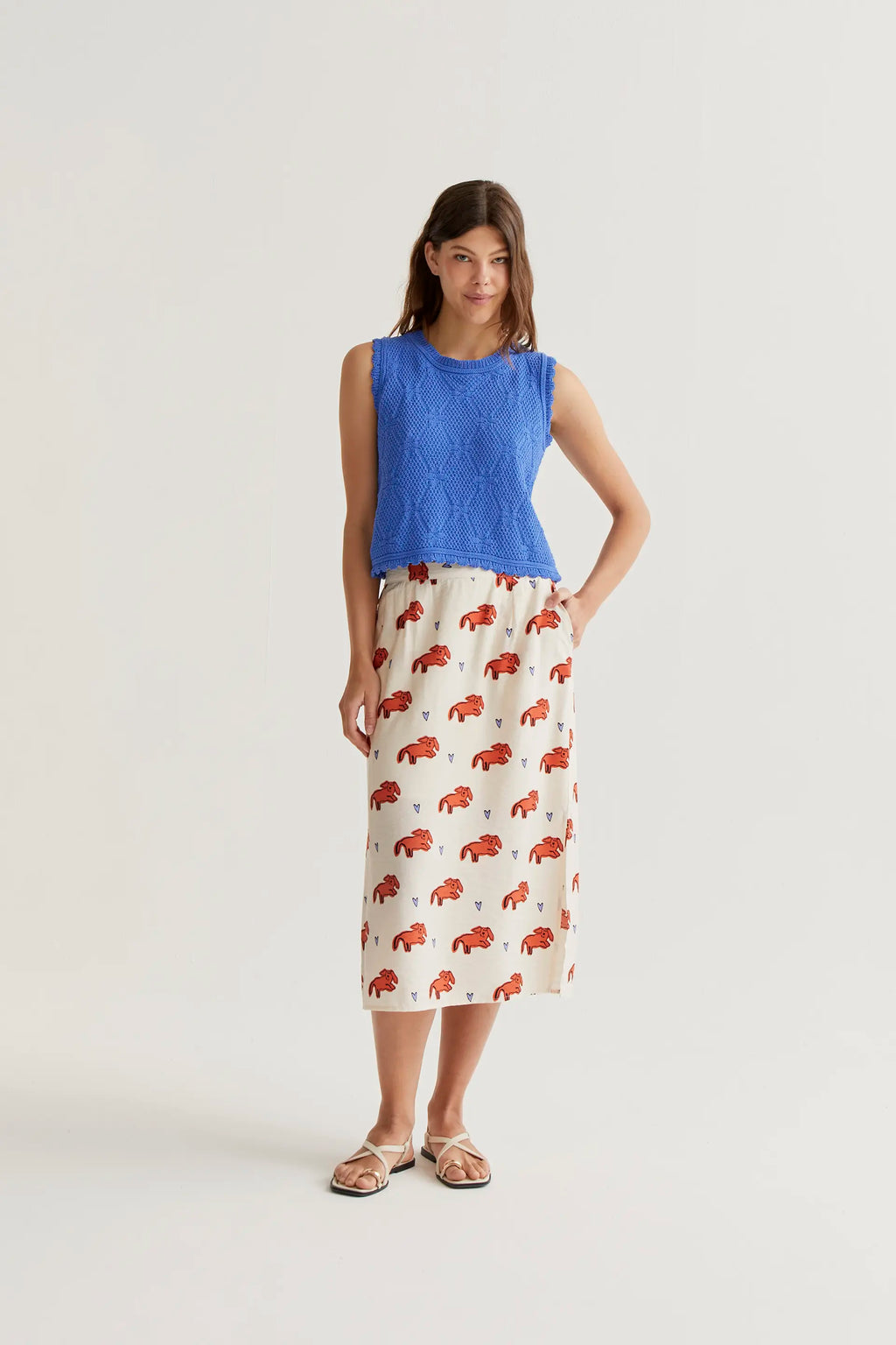 Falda midi con estampado Tochi