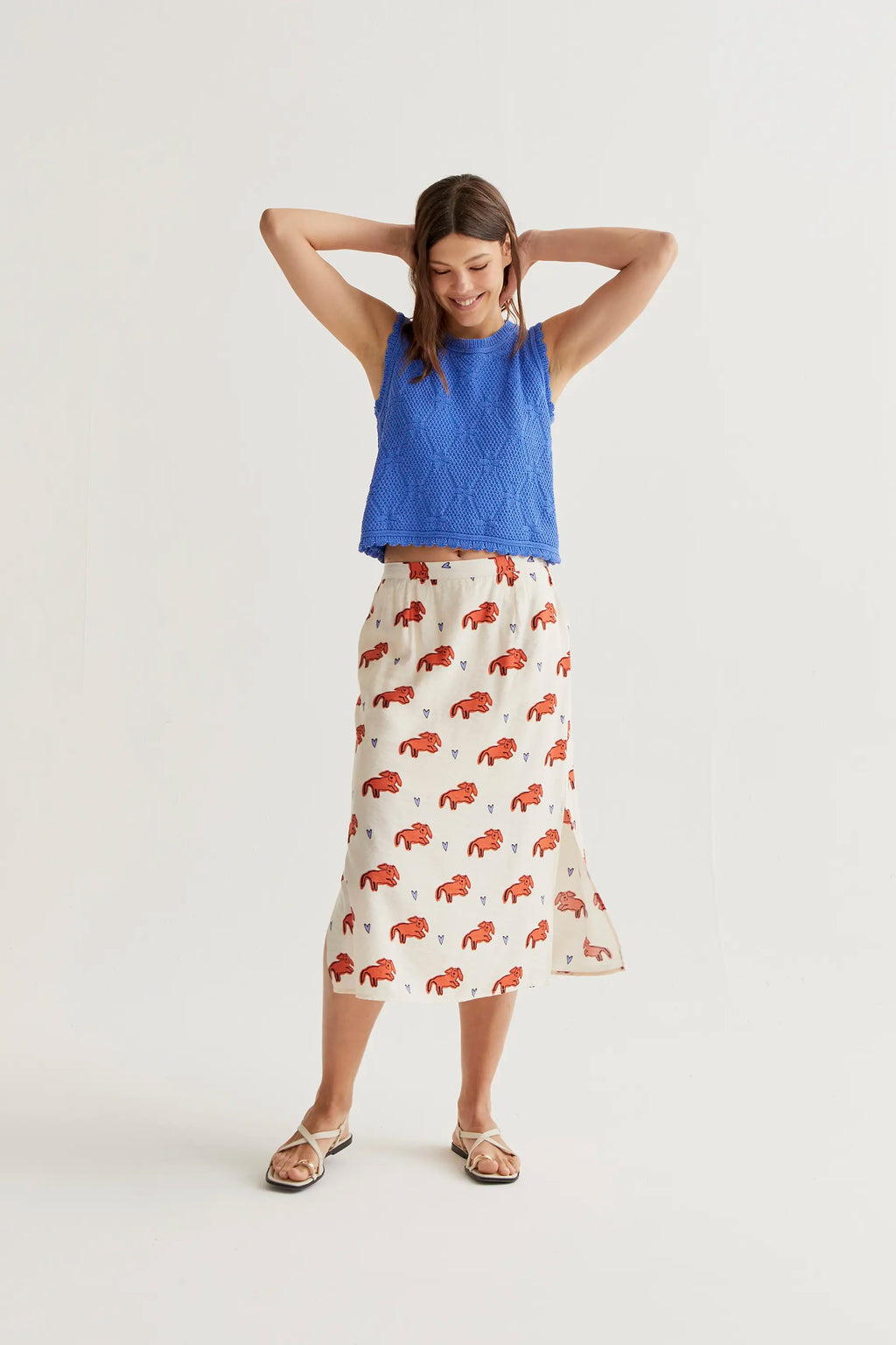 Falda midi con estampado Tochi