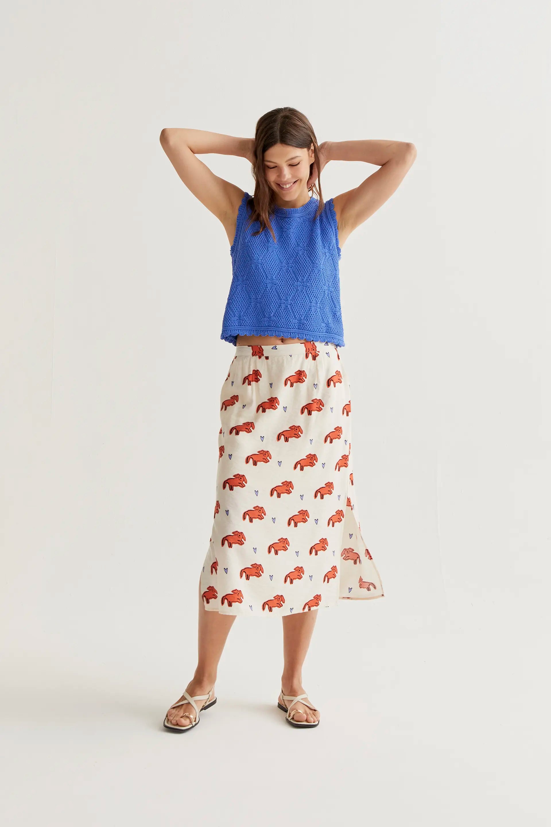 Falda midi con estampado Tochi