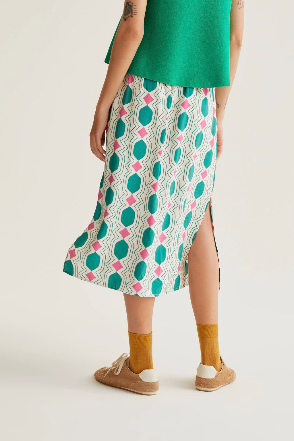 Falda mdi con estampado Geometric