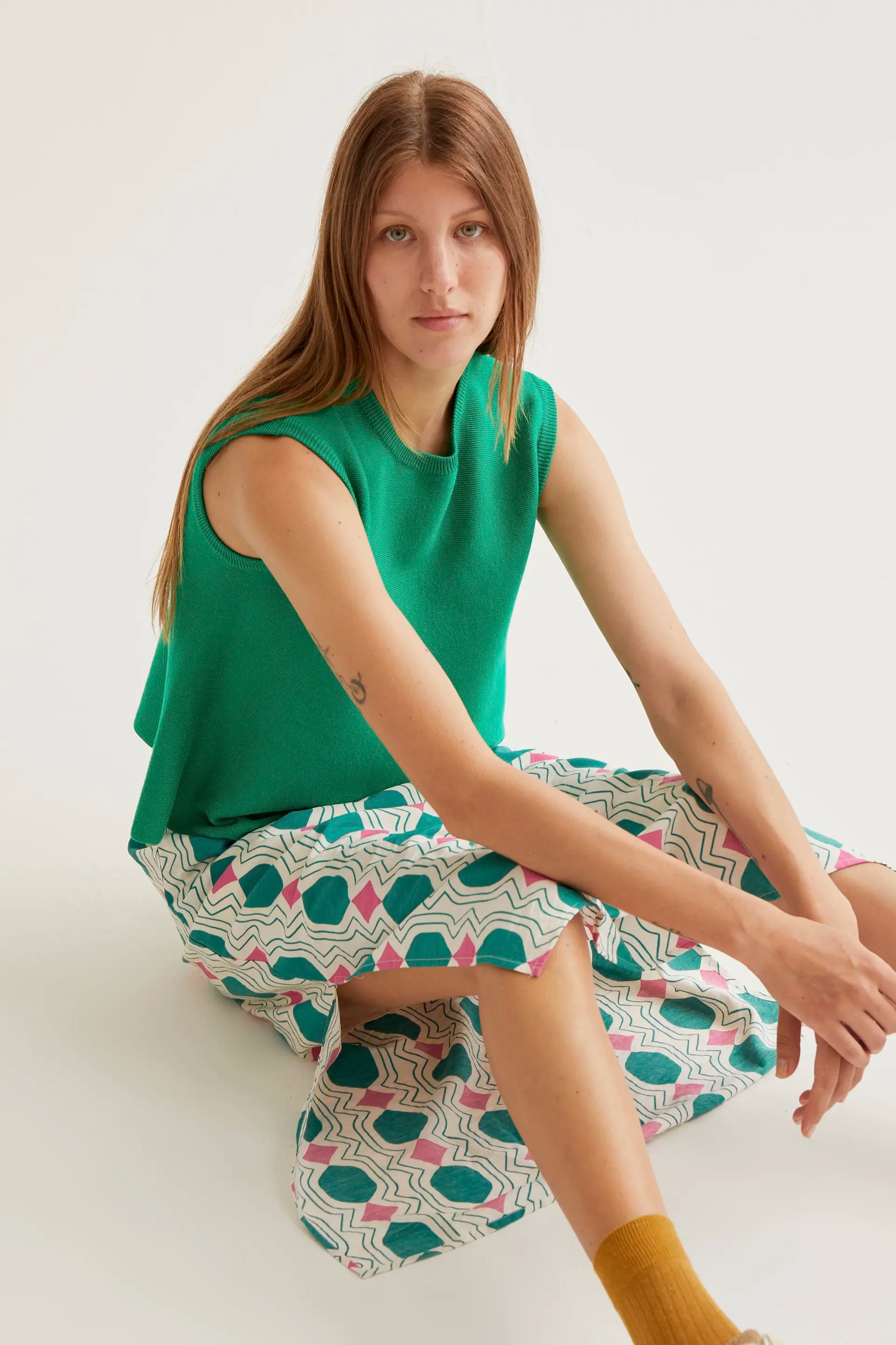 Falda mdi con estampado Geometric