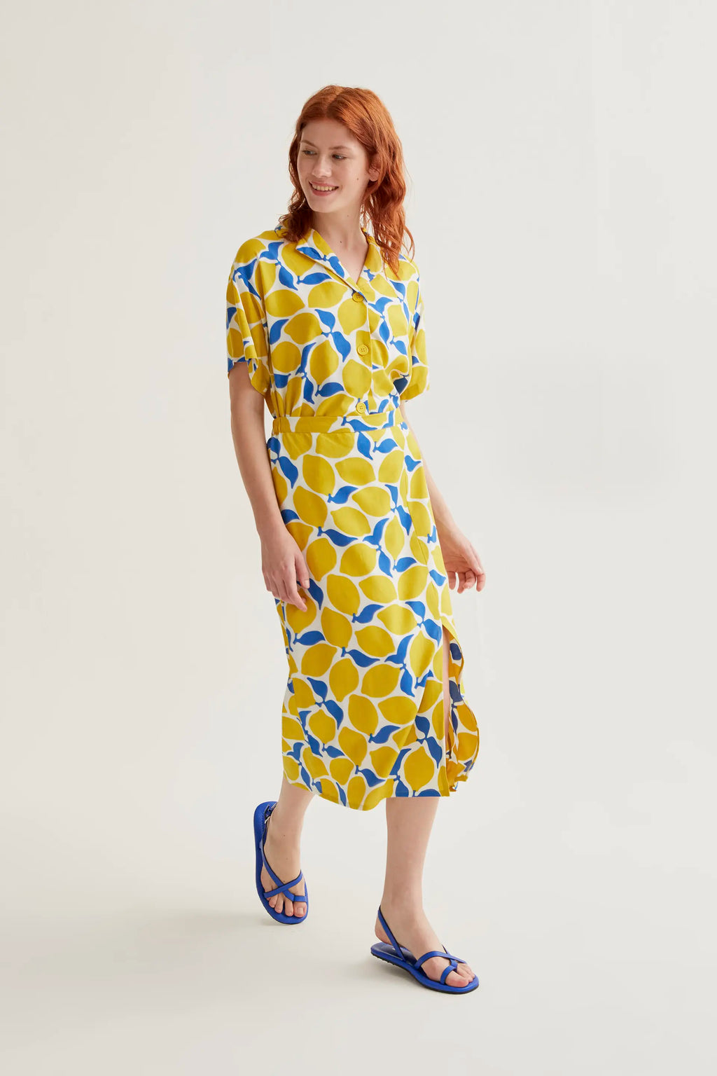 Falda midi con estampado Limoncello