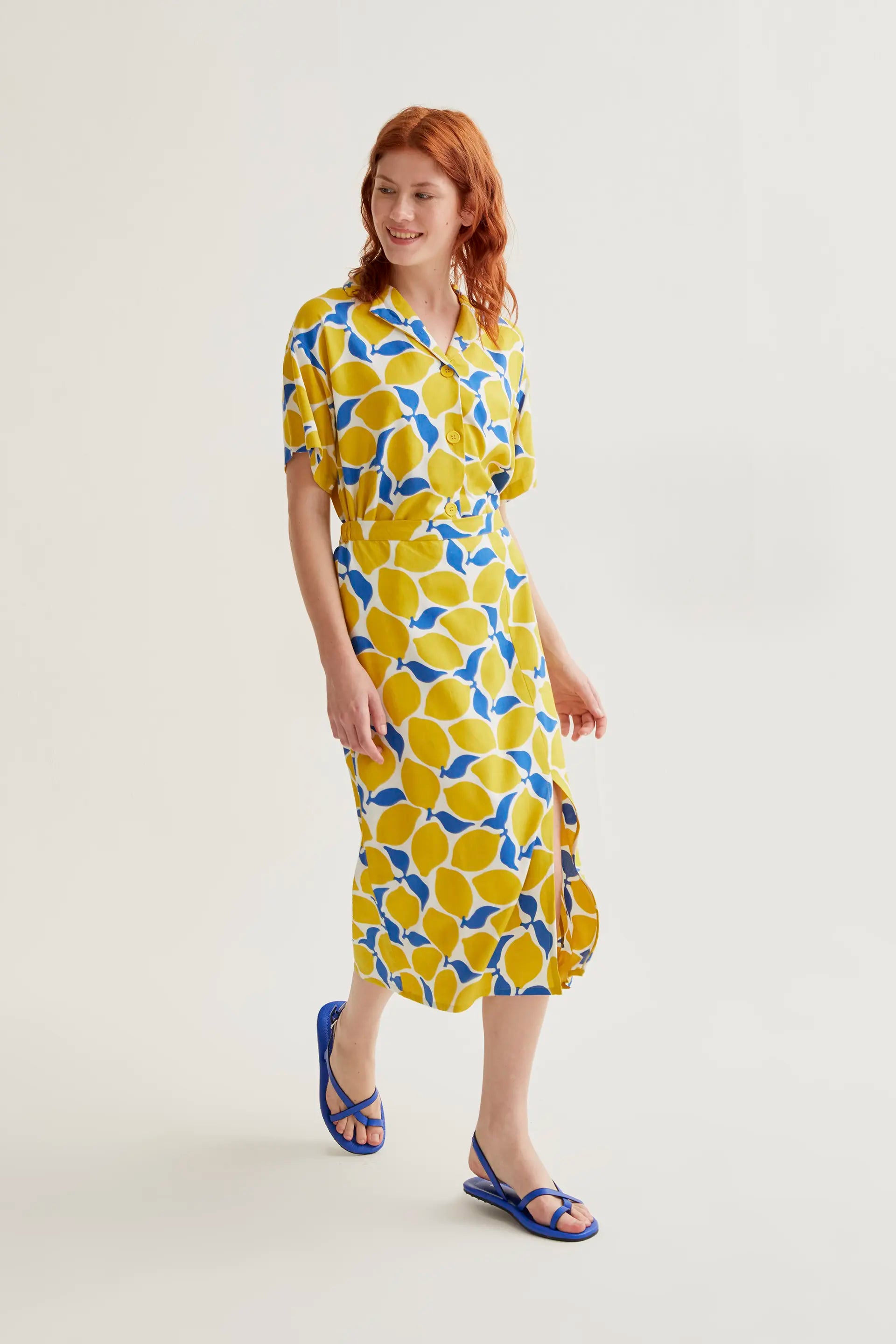 Falda midi con estampado Limoncello