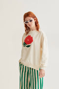 Sudadera con bordado de flor gigante roja