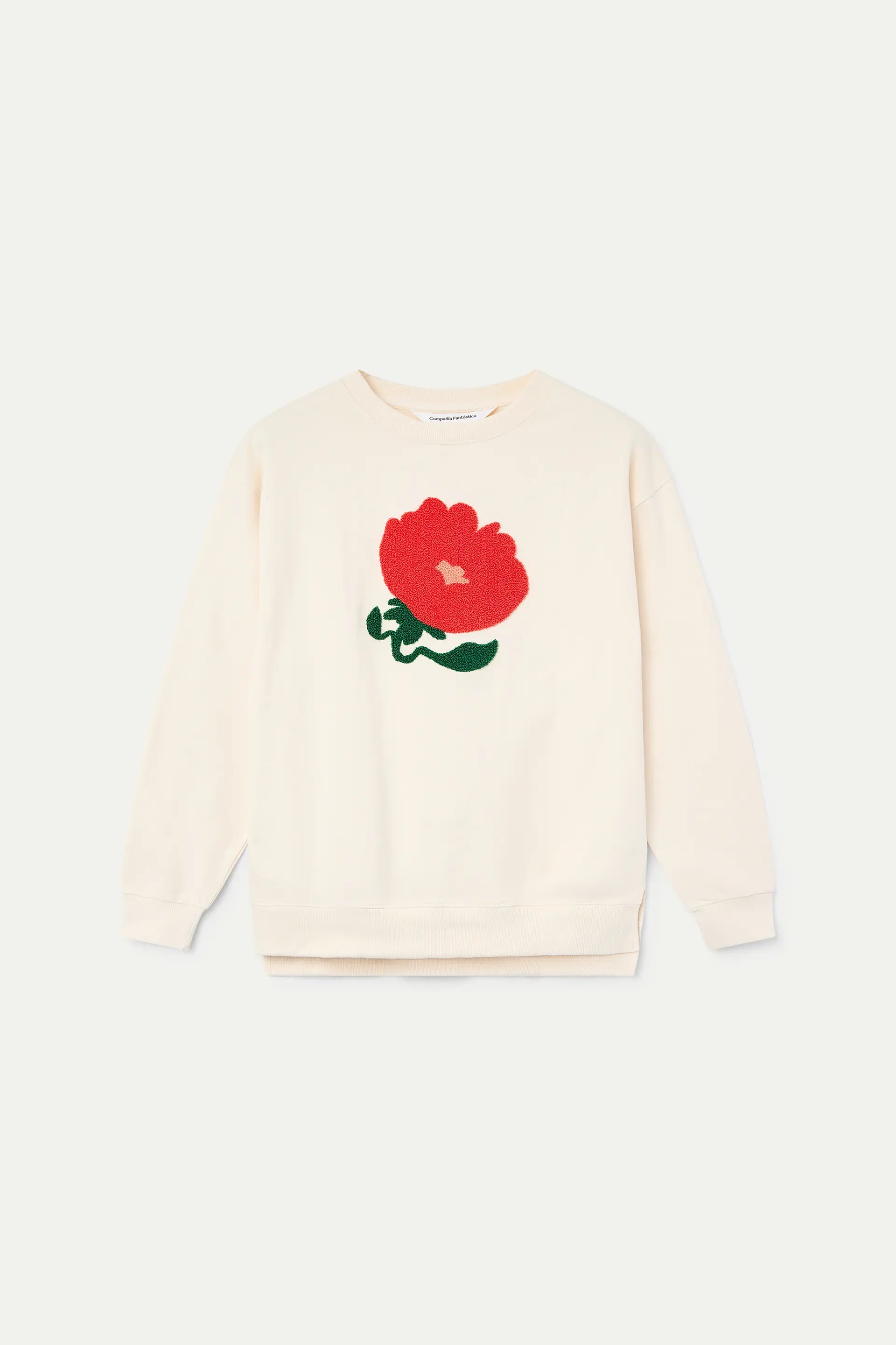 Sudadera con bordado de flor gigante roja