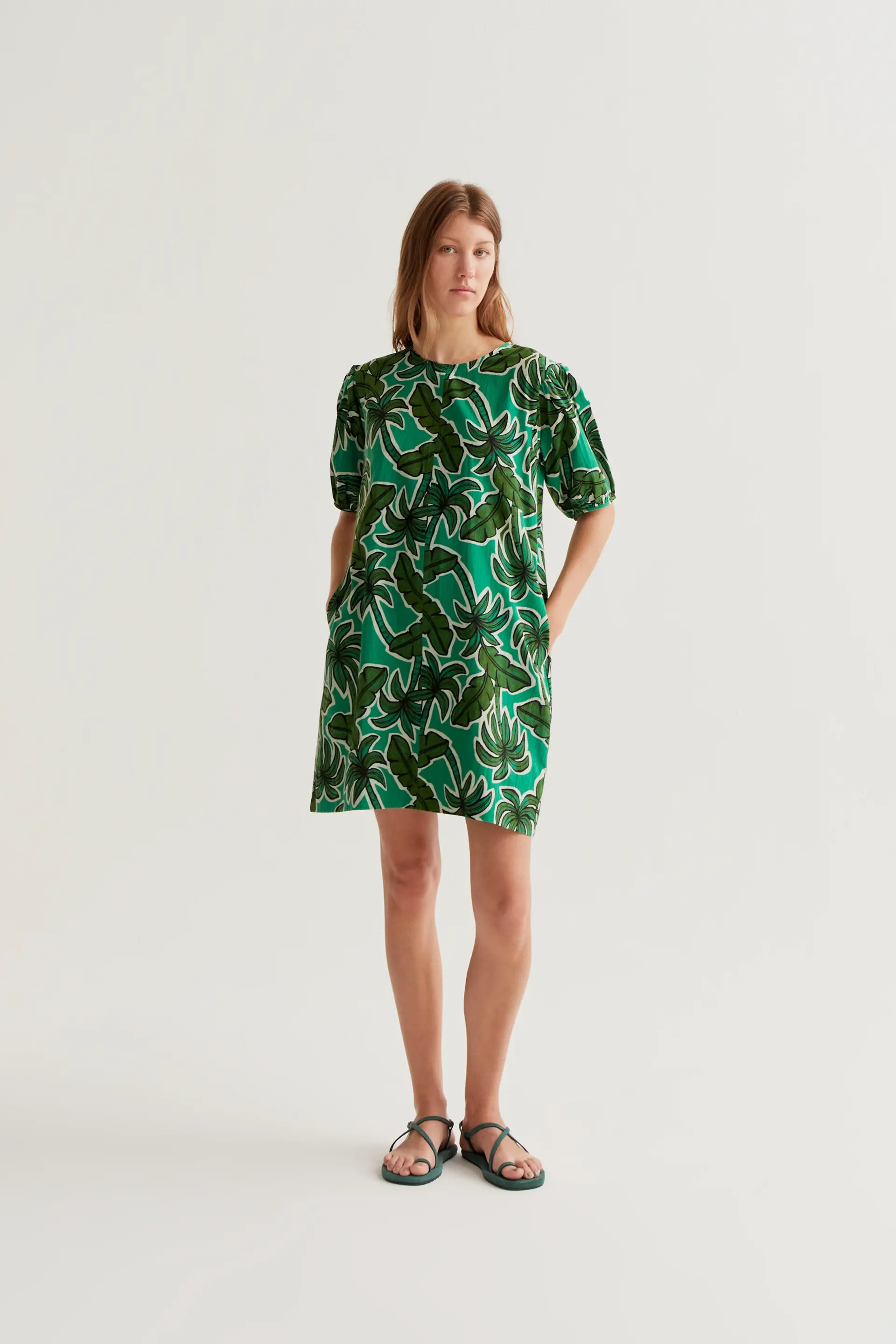 Vestido corto con estampado Palm Tree