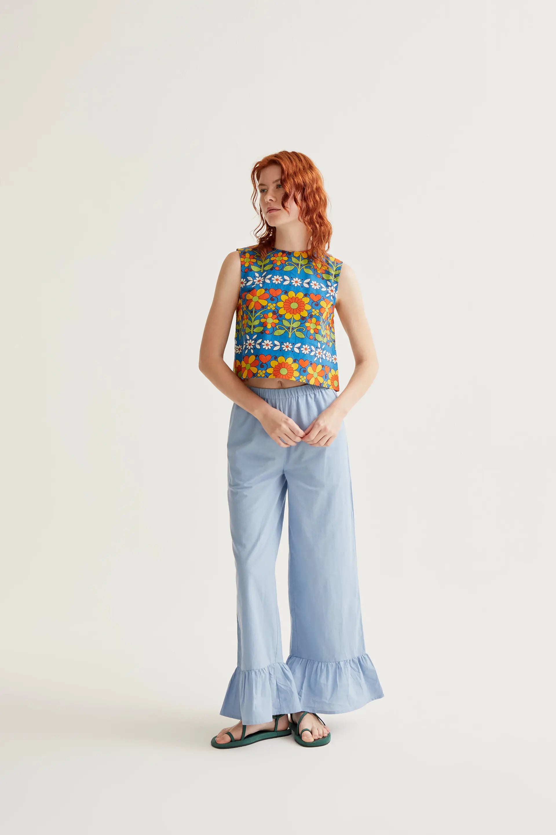 Pantalón 100% algodón azul claro