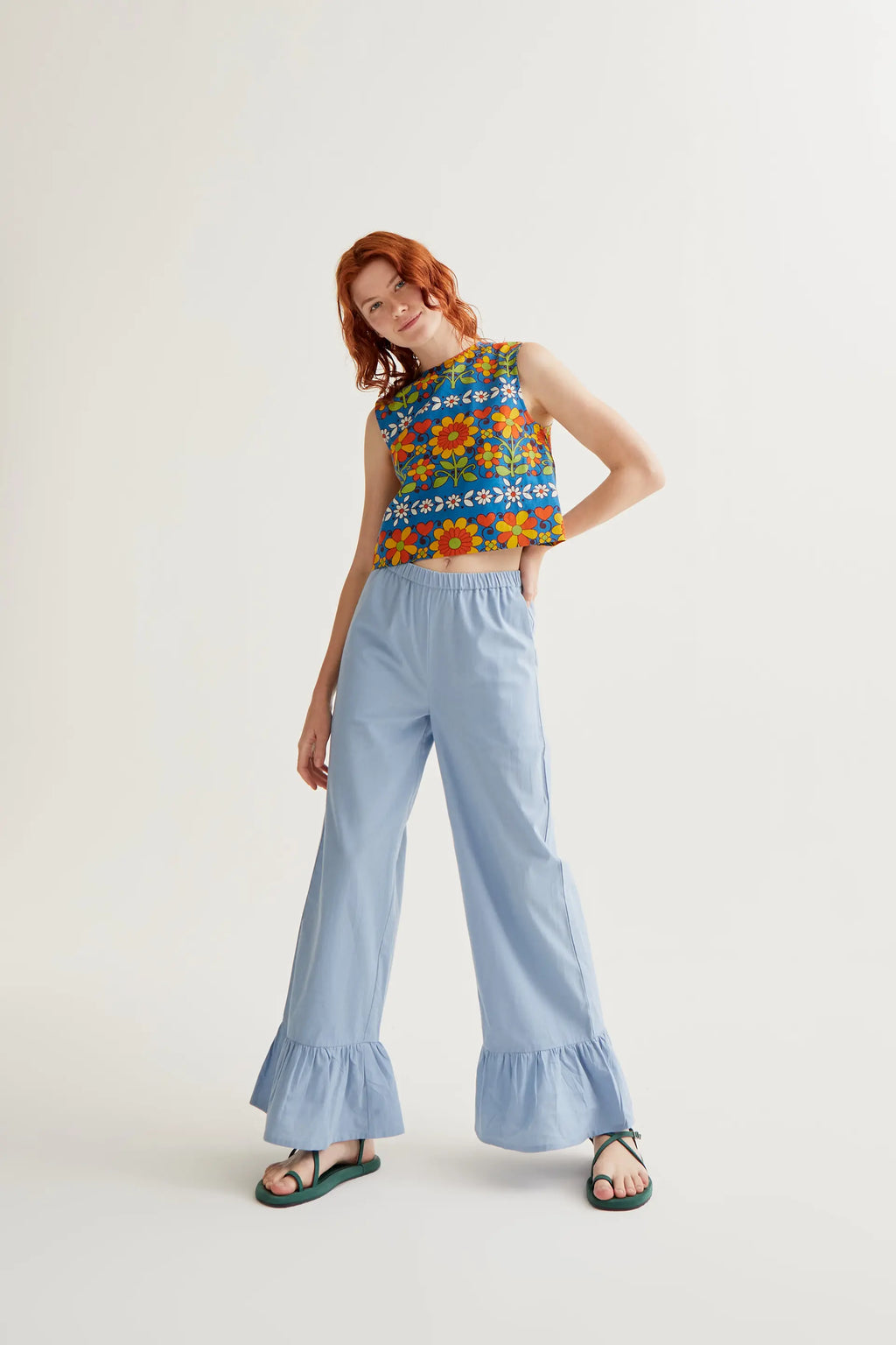 Pantalón 100% algodón azul claro