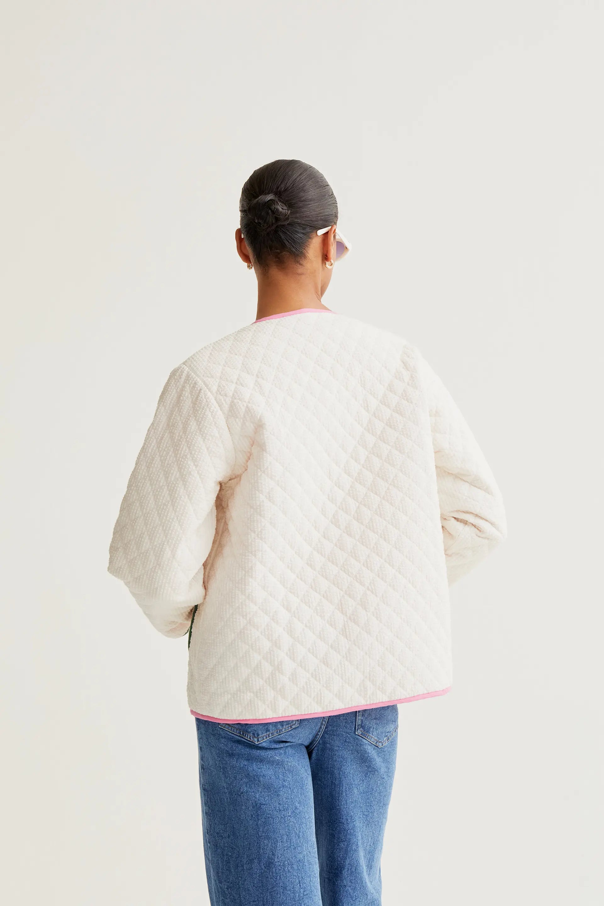 Chaqueta 100% algodón blanco roto