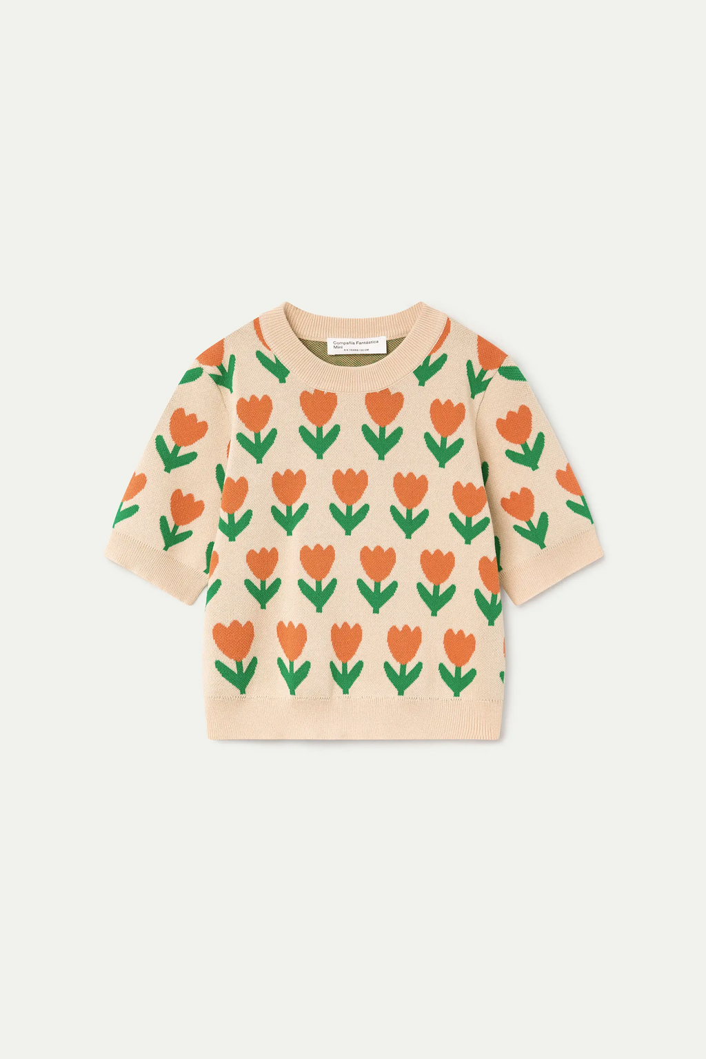Jersey de punto de niña con estampado Orange Tulip