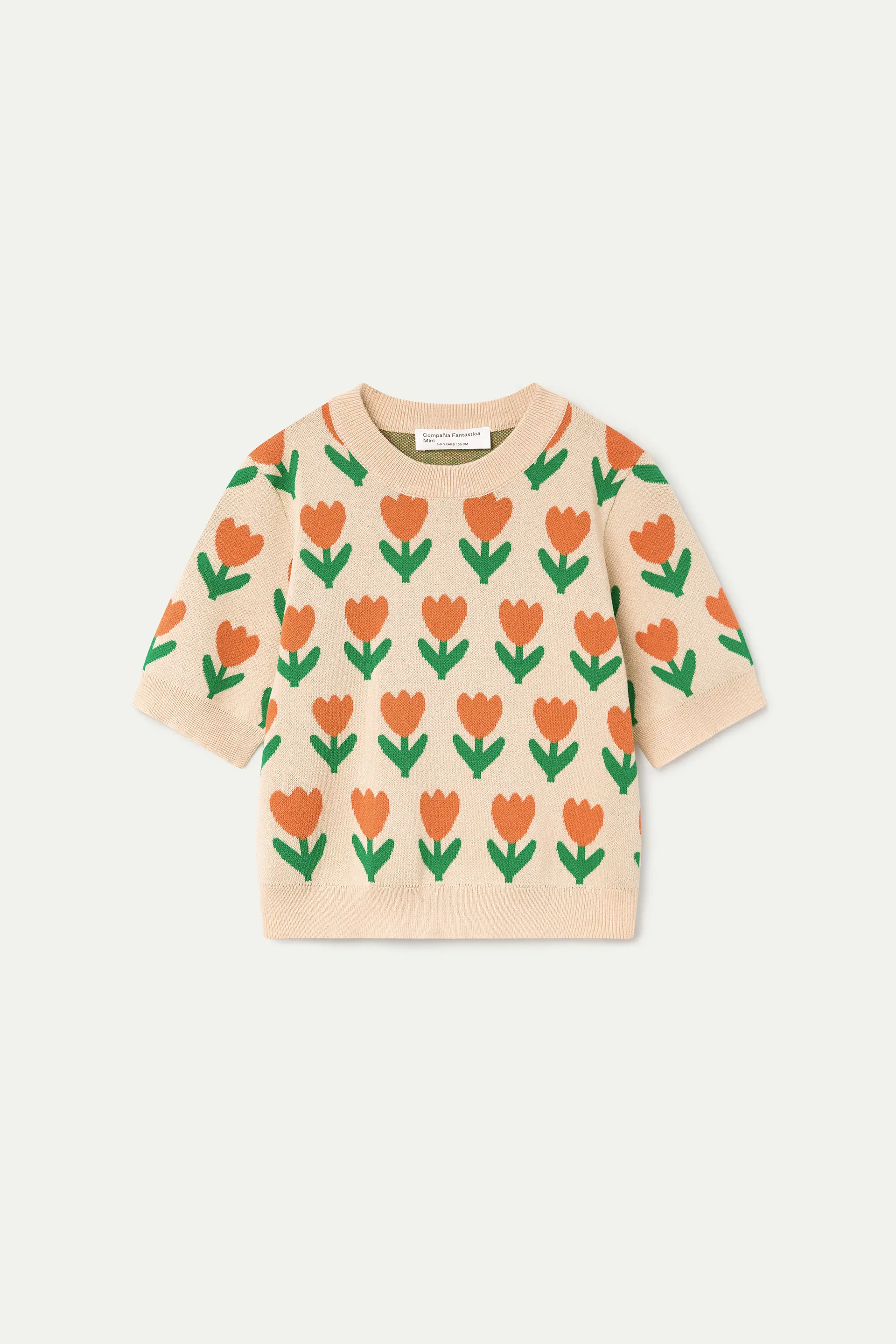 Jersey de punto de niña con estampado Orange Tulip