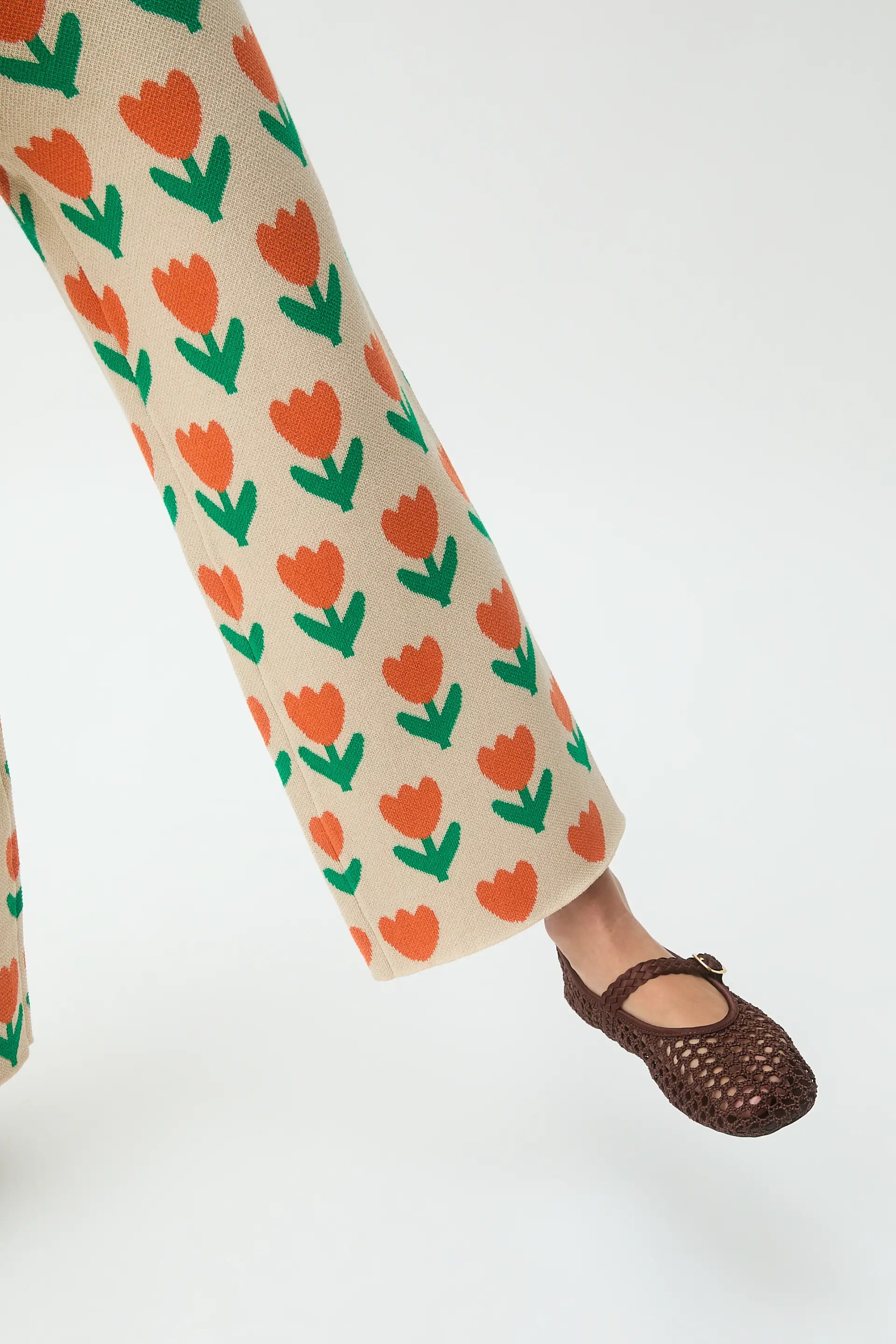 Pantalón de punto de niña con estampado Orange Tulip