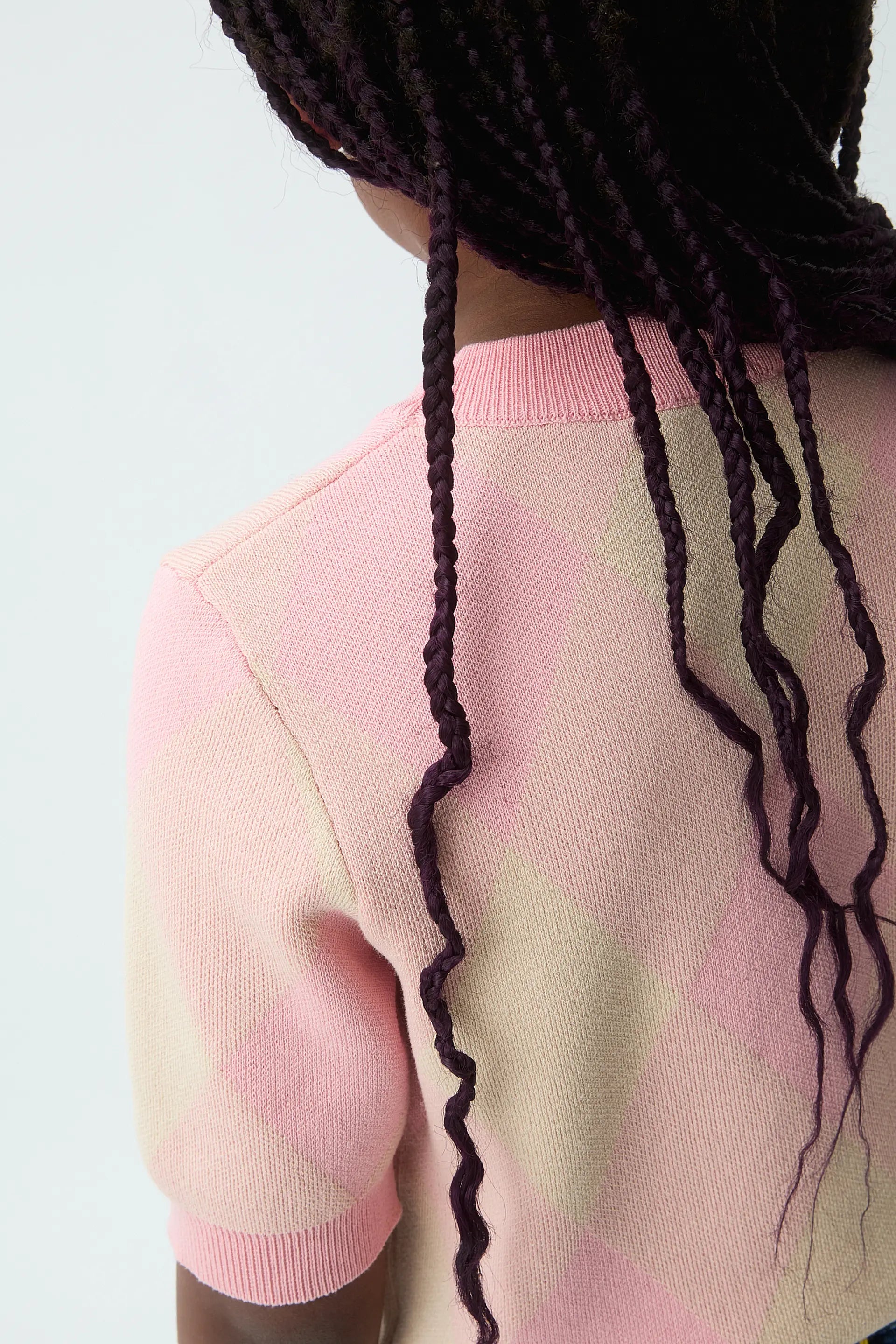Jersey de punto de niña jacquard  rombos rosas